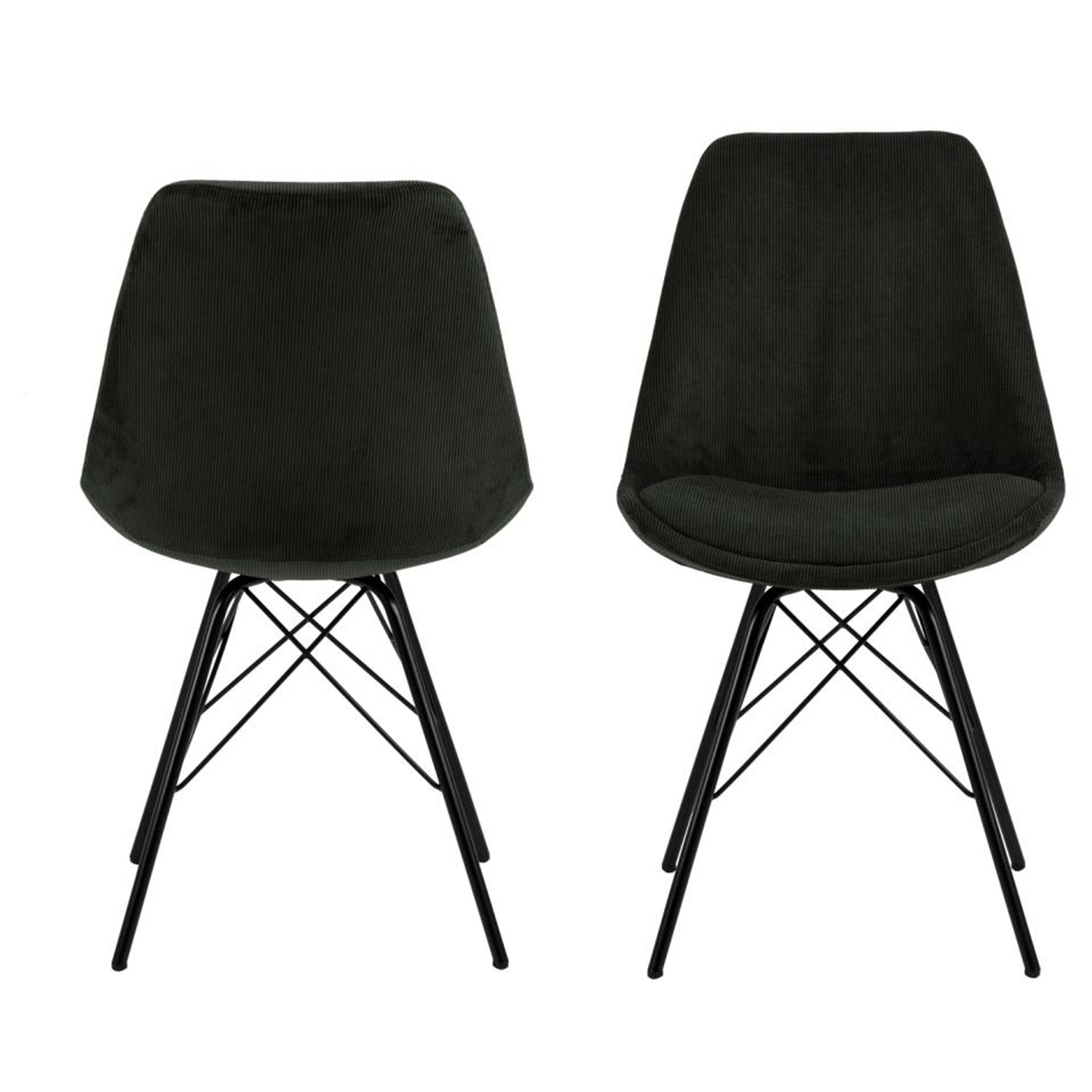 ACT NORDIC Eris spisebordsstol - mørkegrøn stof og sort metal