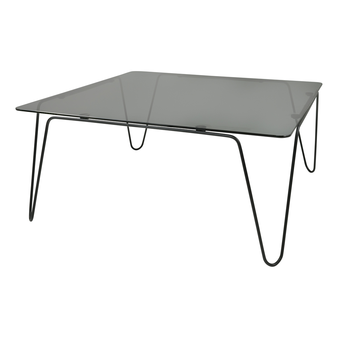 Billede af TORNA DESIGN Aramis sofabord, kvadratisk - røget glas og sort stål (78x78)