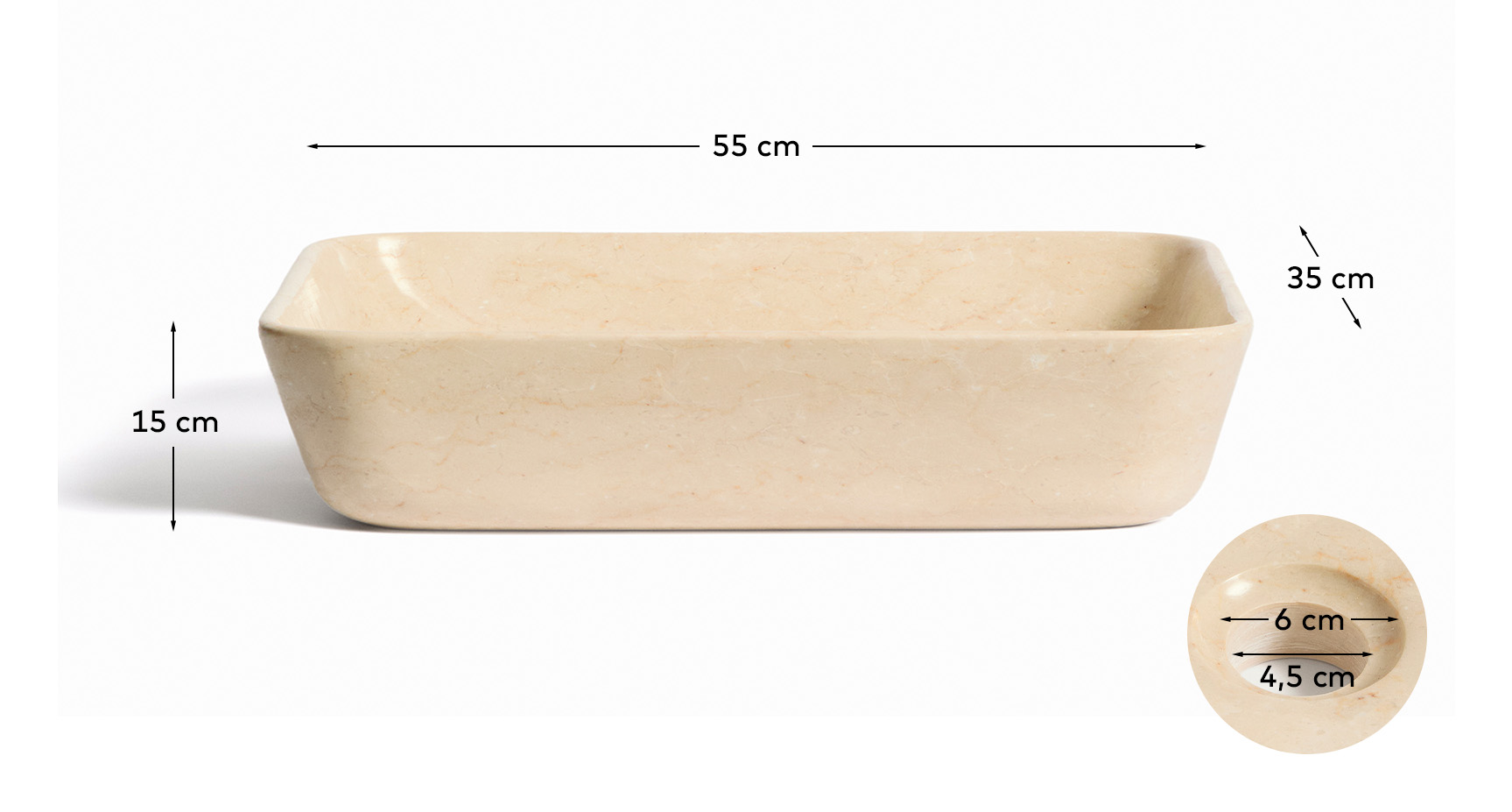 KAVE HOME Darnen bordplade håndvask, rektangulær – beige marmor (55×35)