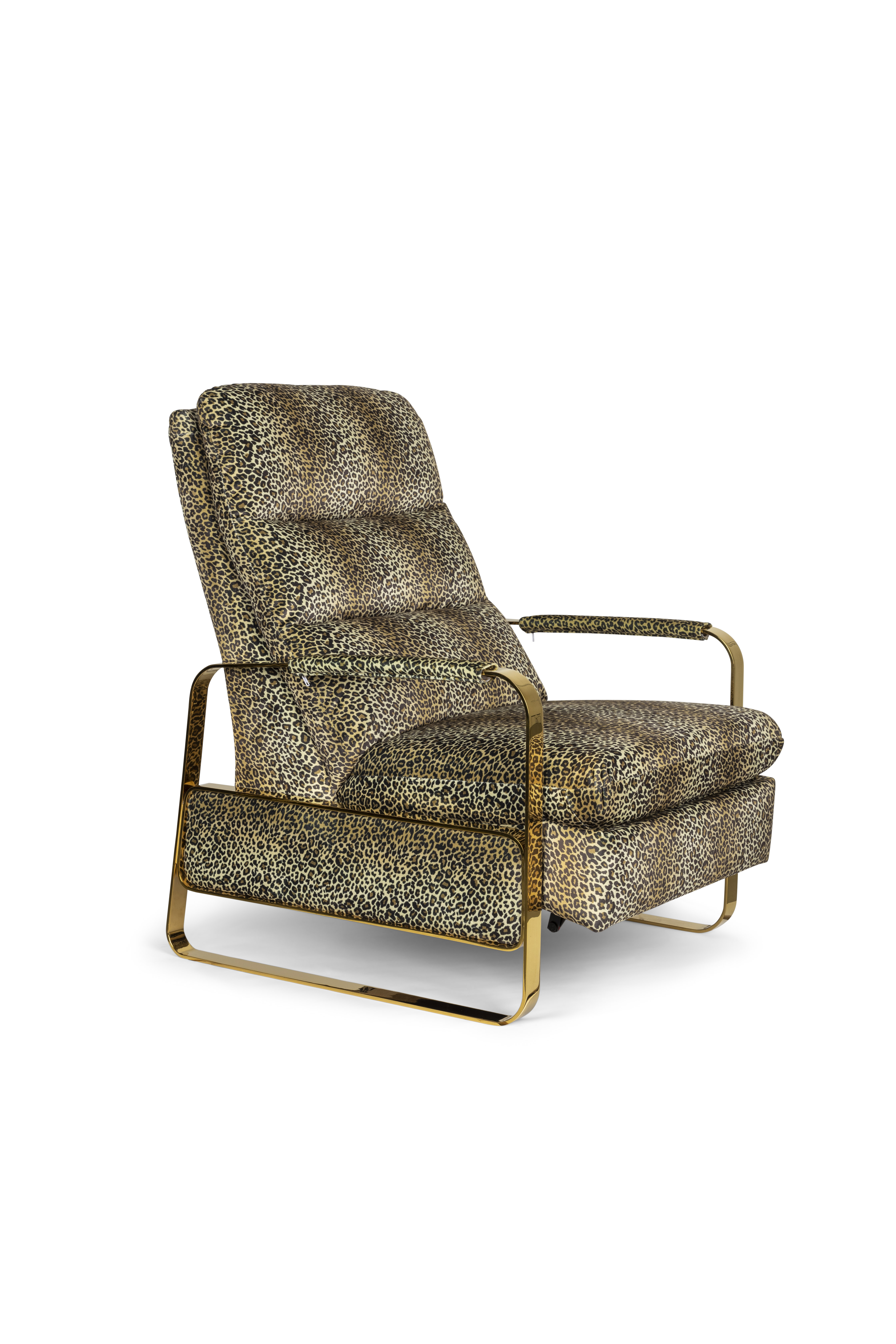 BOLD MONKEY Relax Like Chandler recliner hvilestol, m. armlæn og fodskammel - brun/multi panterprint