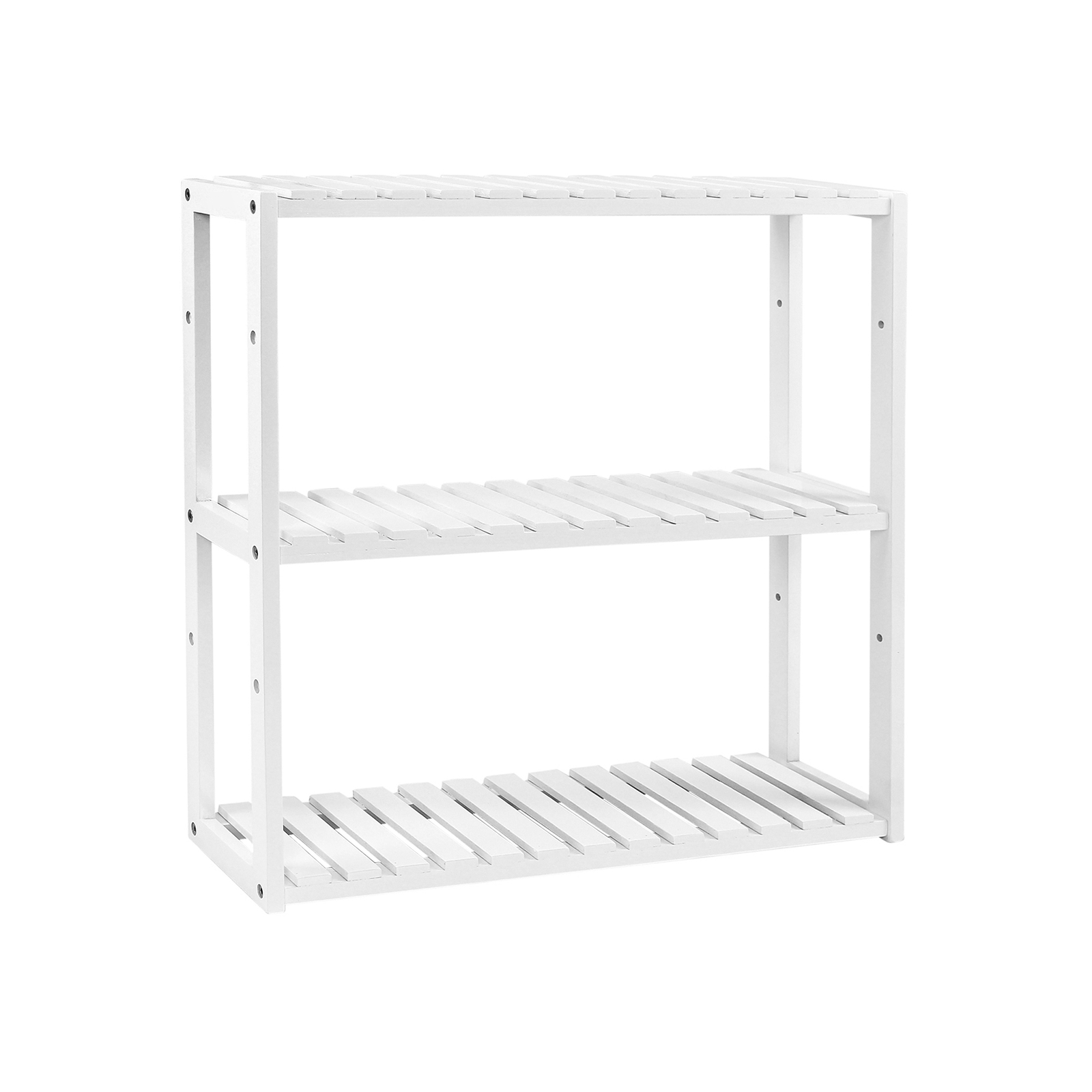 SONGMICS BCB13W Bambuhylla, Höjdjusterbar, 3-våningshylla, 60 x 15 x 54 cm, För Badrum, Vägg, Kök, Böcker, Vit