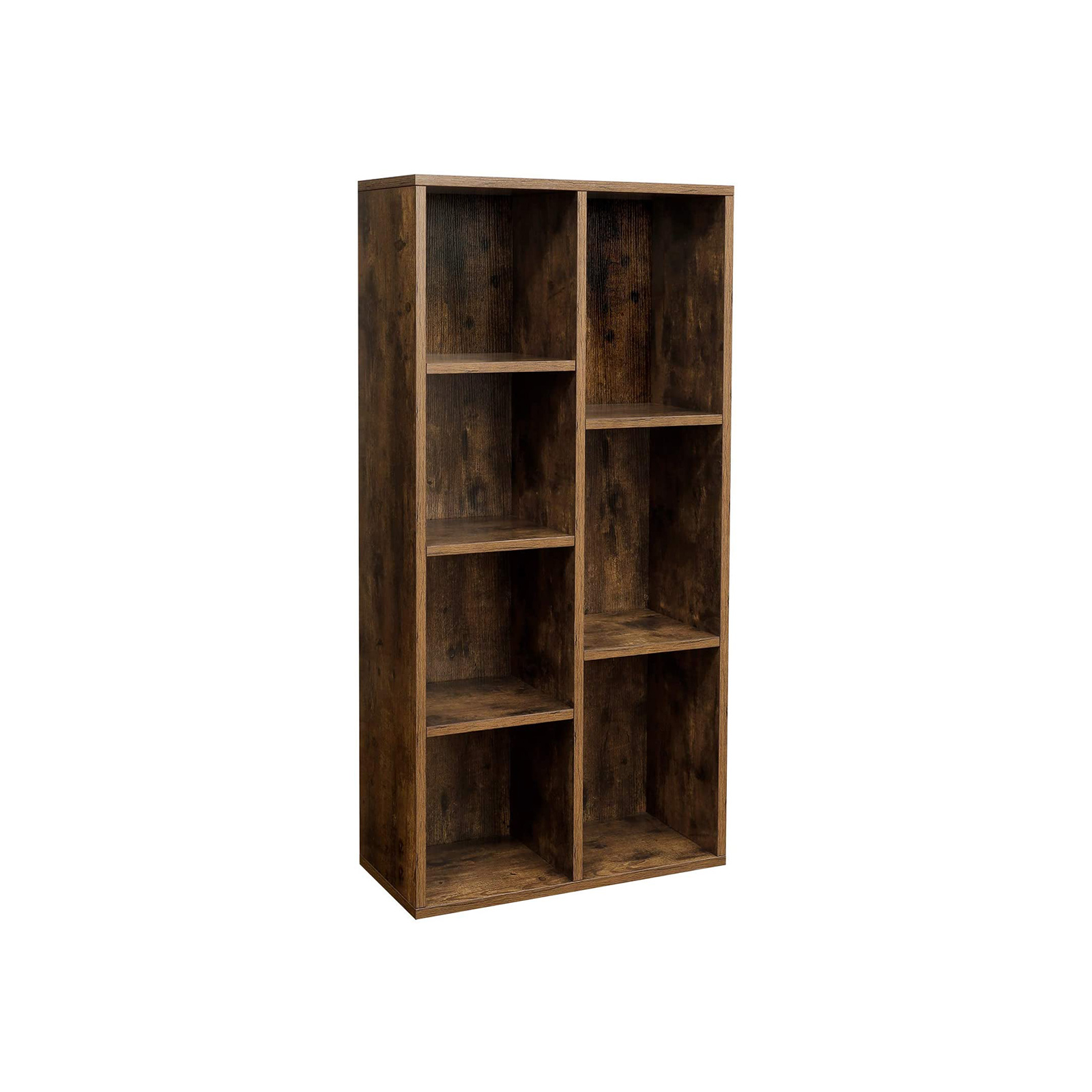 VASAGLE Bogreol, Børnebogreol med 7 rum, Fritstående opbevaringsmøbel til dekoration, i stue, arbejdsværelse og kontor, 50 x 24 x 106 cm, Rustik brun LBC27BX billede