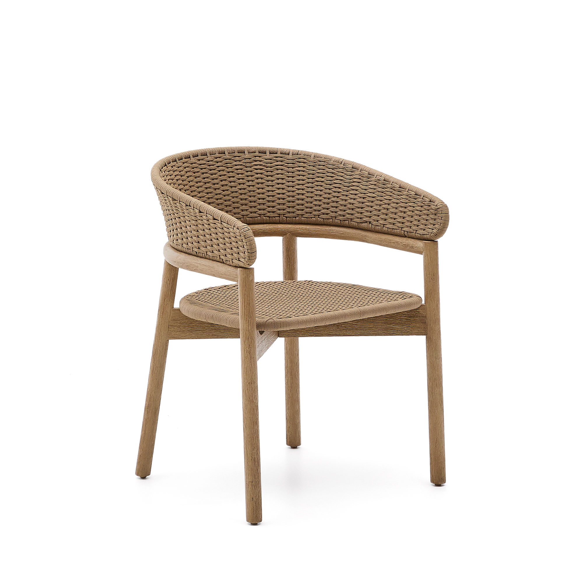 KAVE HOME Arinella stol i FSC 100 % massivt akaciaträ med naturlig finish och beige repsnöre