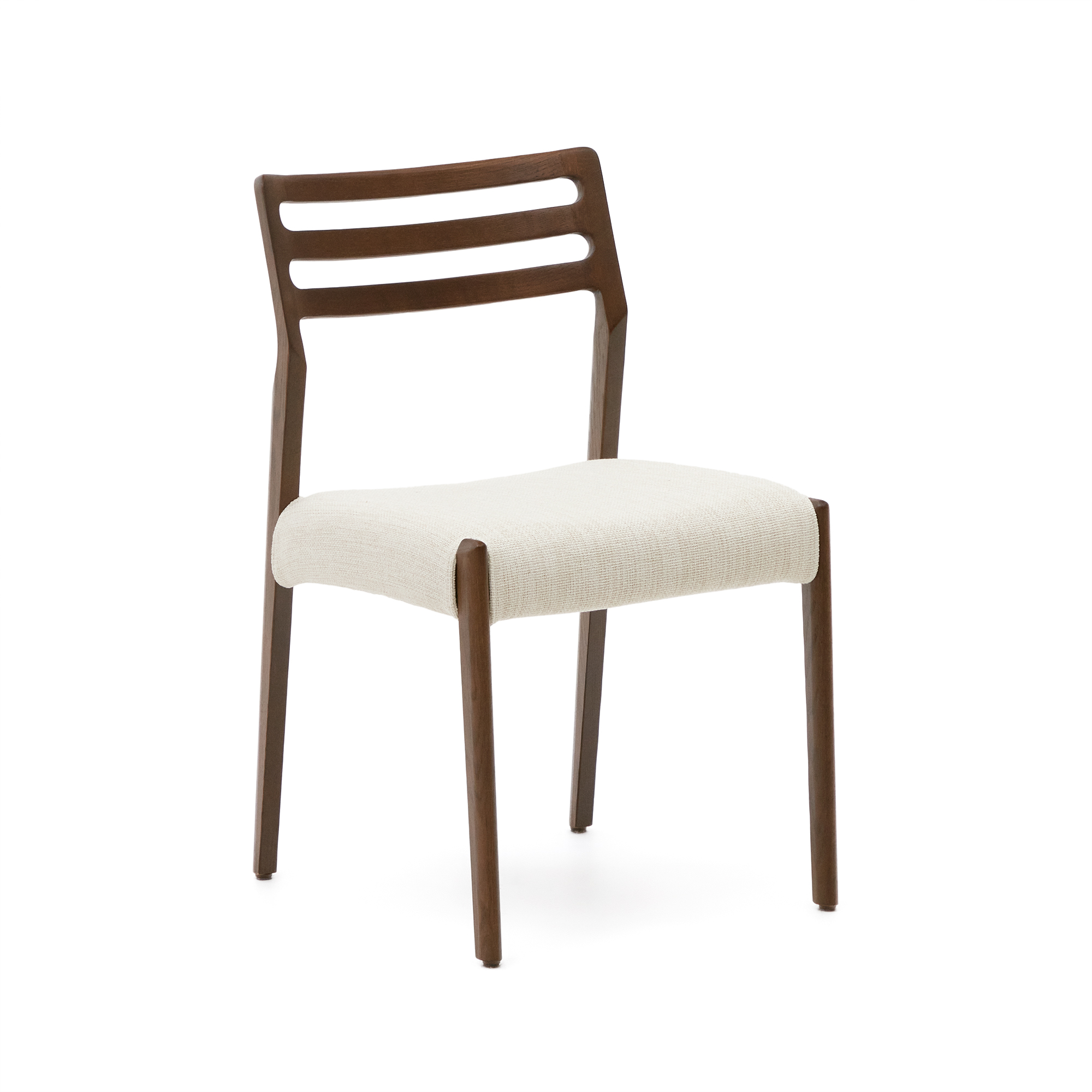 KAVE HOME Cudia stol avtagbart trekk i beige chenille massiv eik, valnøttfinish FSC Mix Credit