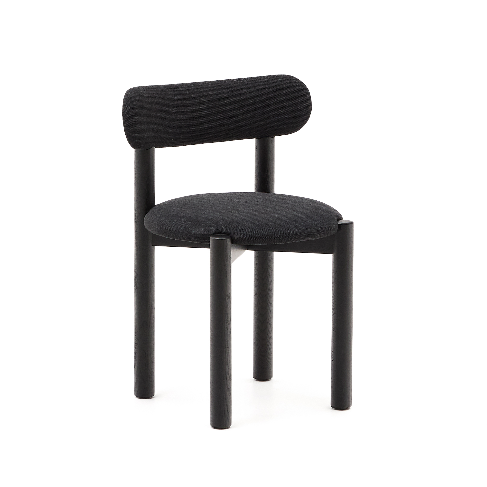 KAVE HOME Nebai stol i sort chenille med solid eikestruktur og svart finish FSC MIX Cre