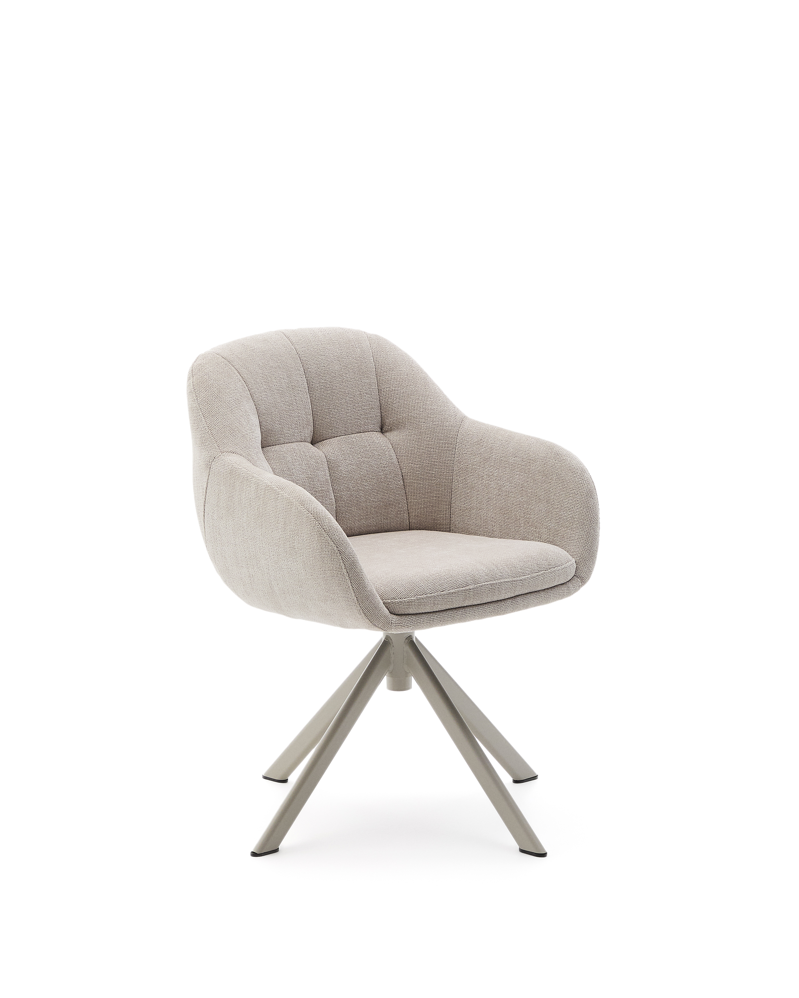 Kave Home Dorina Drejestol Armlæn Beige Chenille Beige Stål