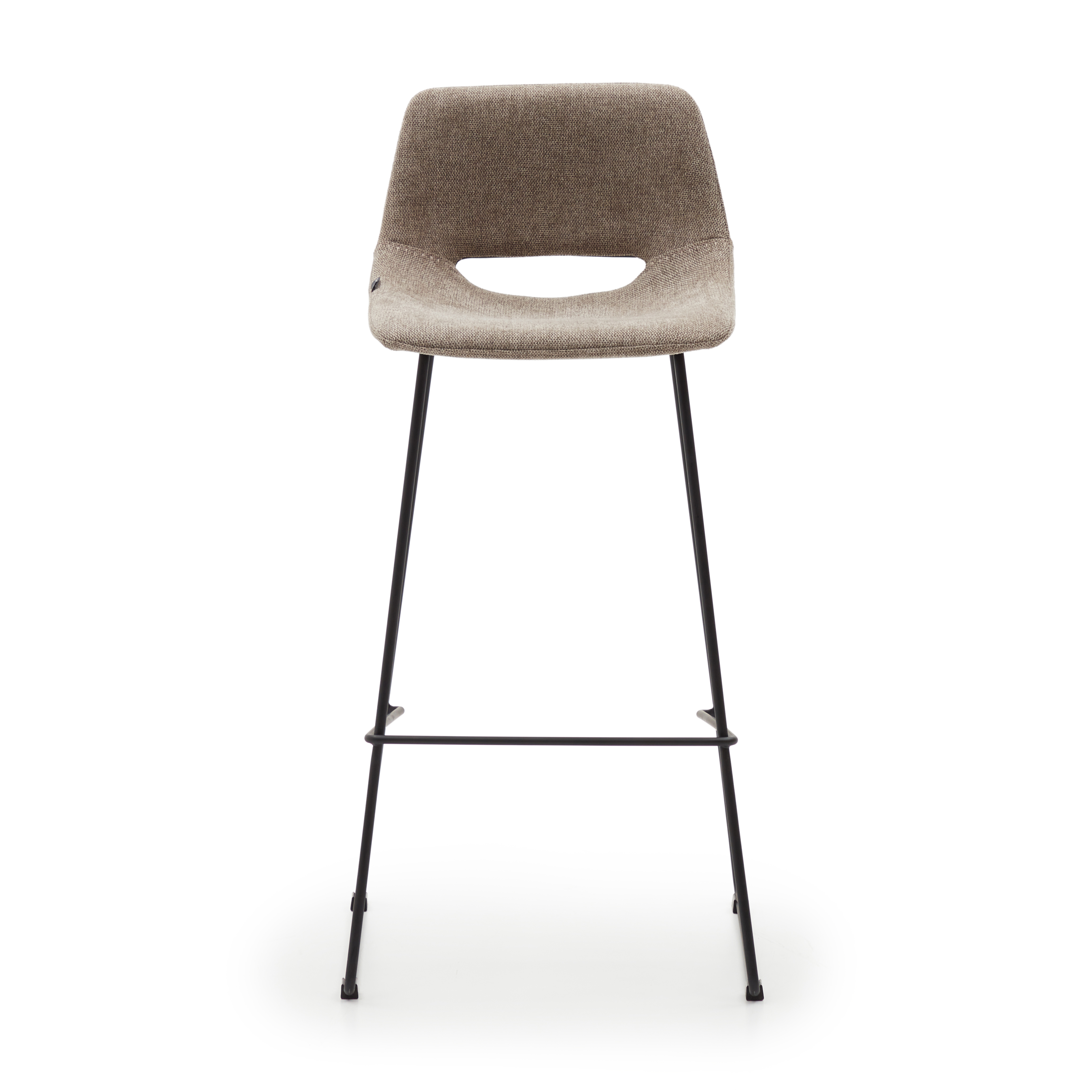 LAFORMA Zahara barstol, m. ryglæn og fodstøtte - brun stof og sort stål