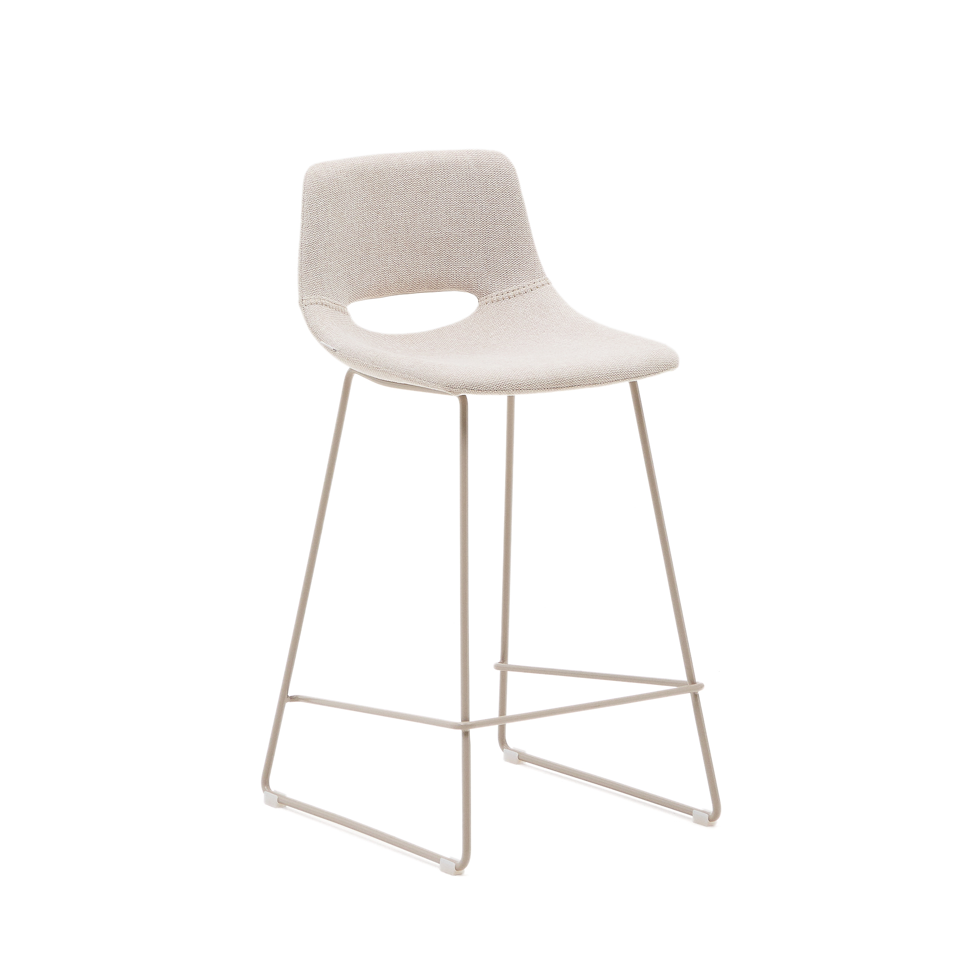 KAVE HOME Zahara beige pall med stål i beige finish, höjd 65 cm