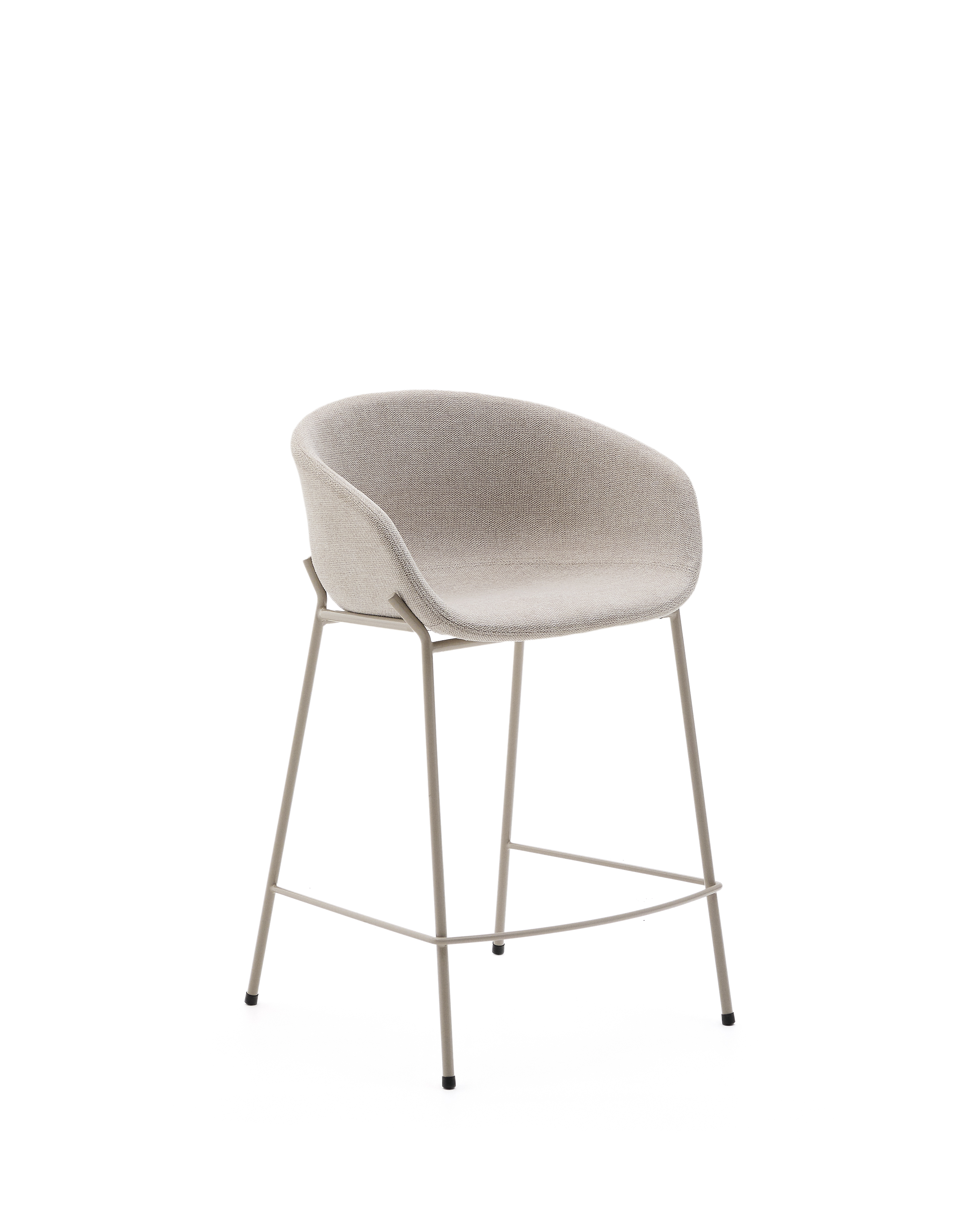 KAVE HOME Yvette pall i beige chenille och stålben i beige finish, 65 cm hög