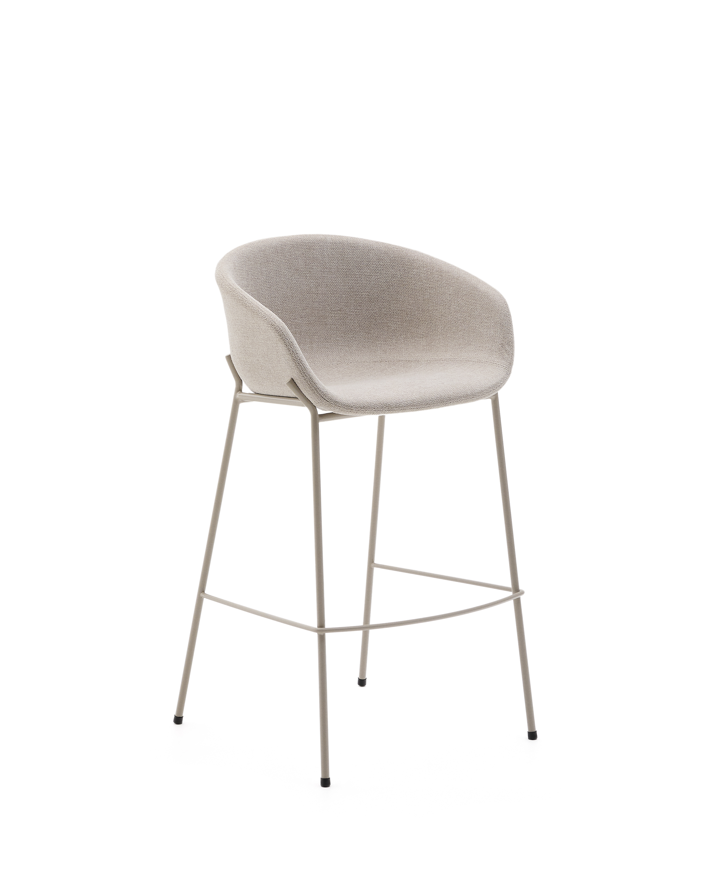 KAVE HOME Yvette pall i beige chenille och stålben i beige finish, 75 cm hög
