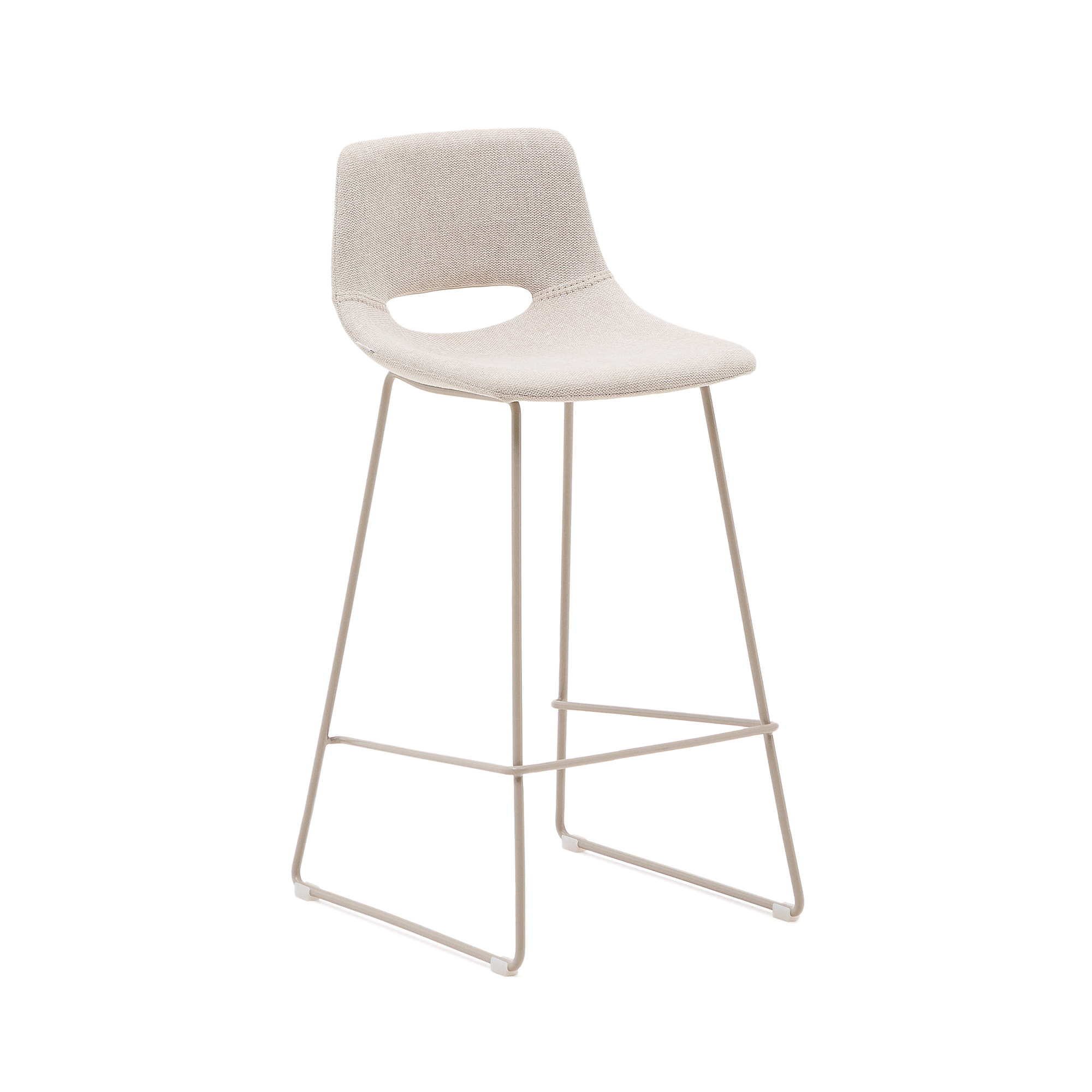 KAVE HOME Zahara beige pall med stål i beige finish, höjd 76 cm