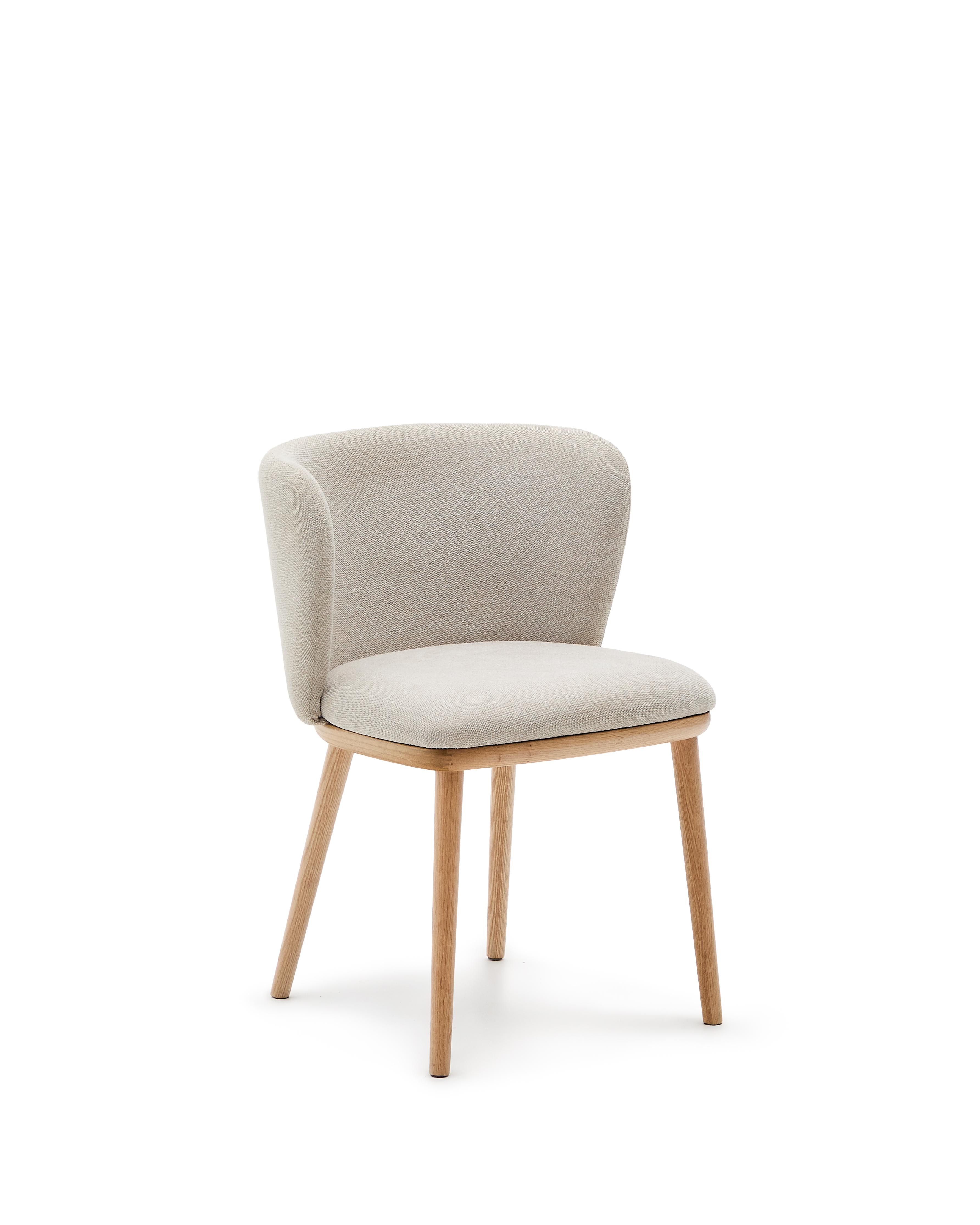 KAVE HOME Ciselia spisebordsstol – beige chenille og natur asketræ