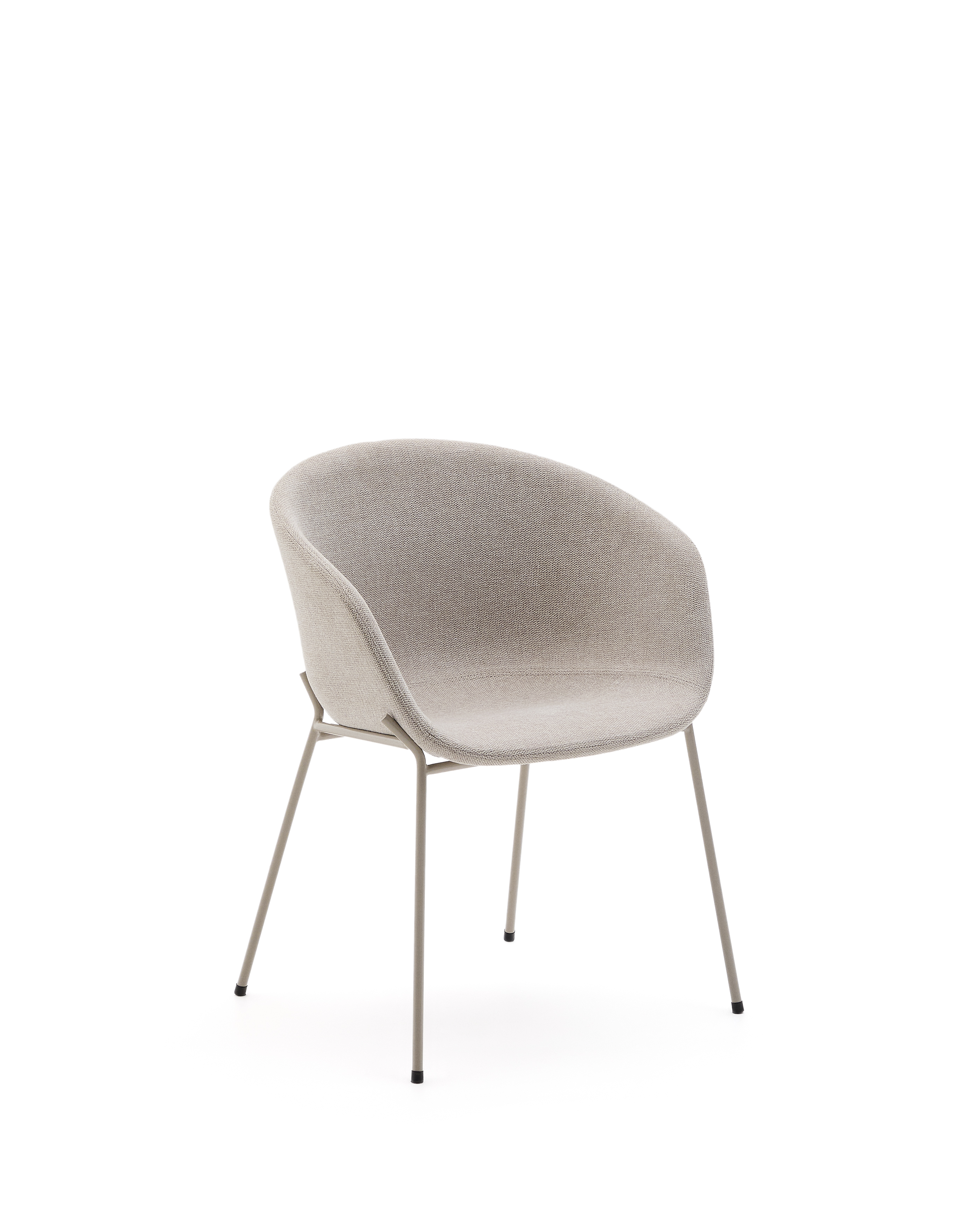 KAVE HOME Yvette stol i beige chenille och stålben i beige finish