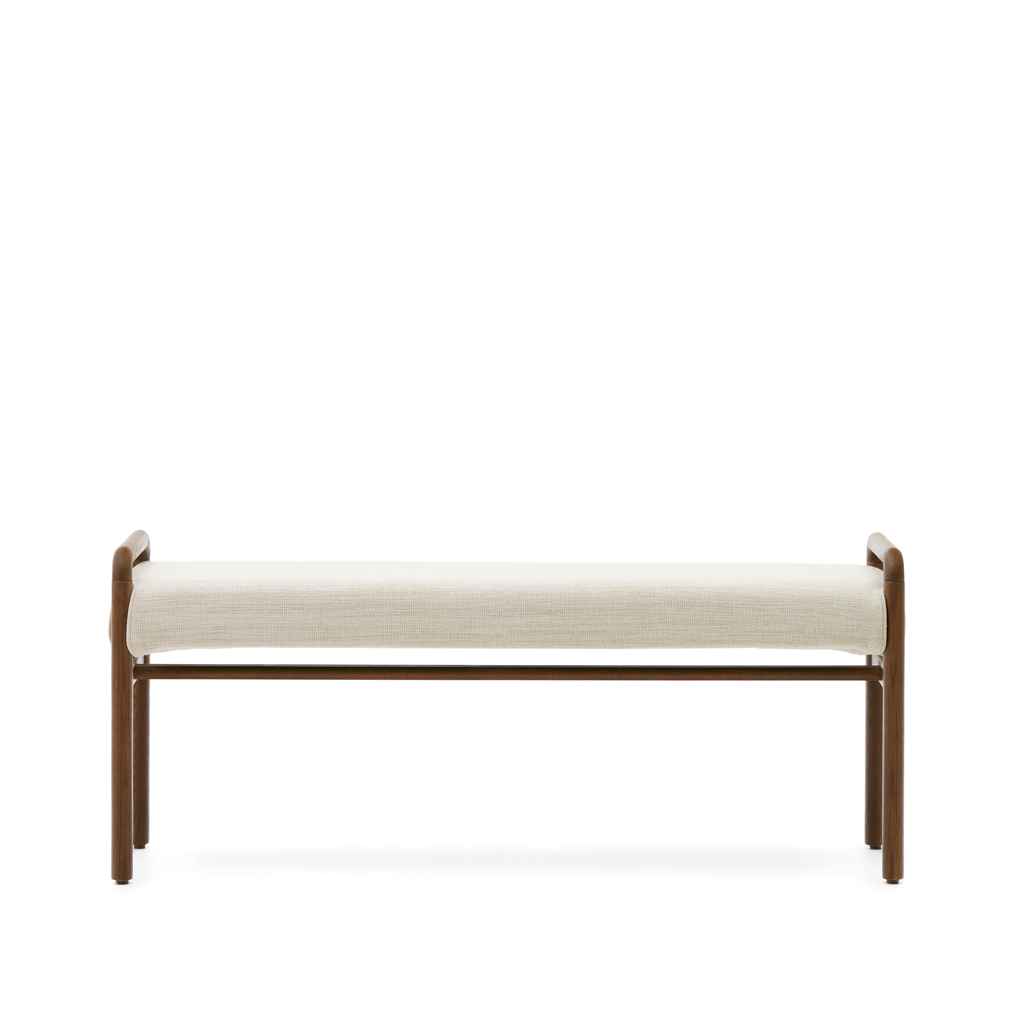 KAVE HOME Macaret benk med avtagbart trekk massiv eik med valnøtt finish 120 cm FSC Mix Credit