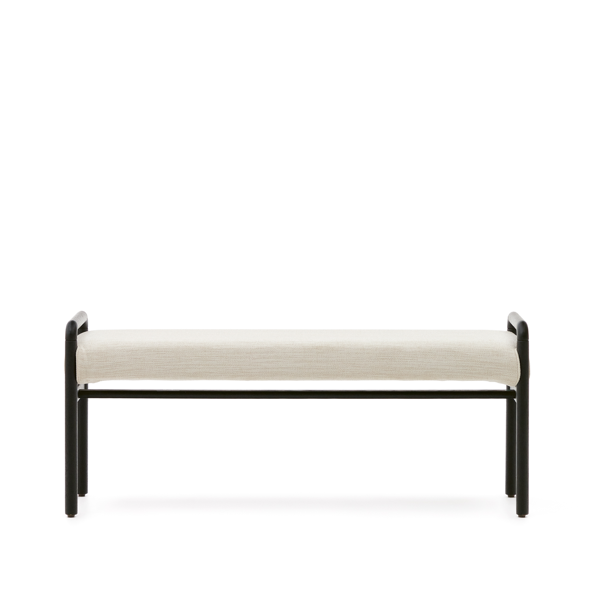 KAVE HOME Macaret benk med avtagbart trekk i massiv eik med svart finish 120 cm FSC Mix Credit