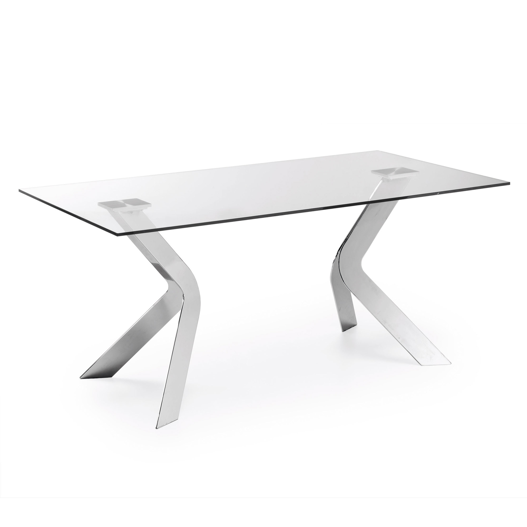 LAFORMA Westport spisebord, rektangulær - klar glas og krom stål (180x90)
