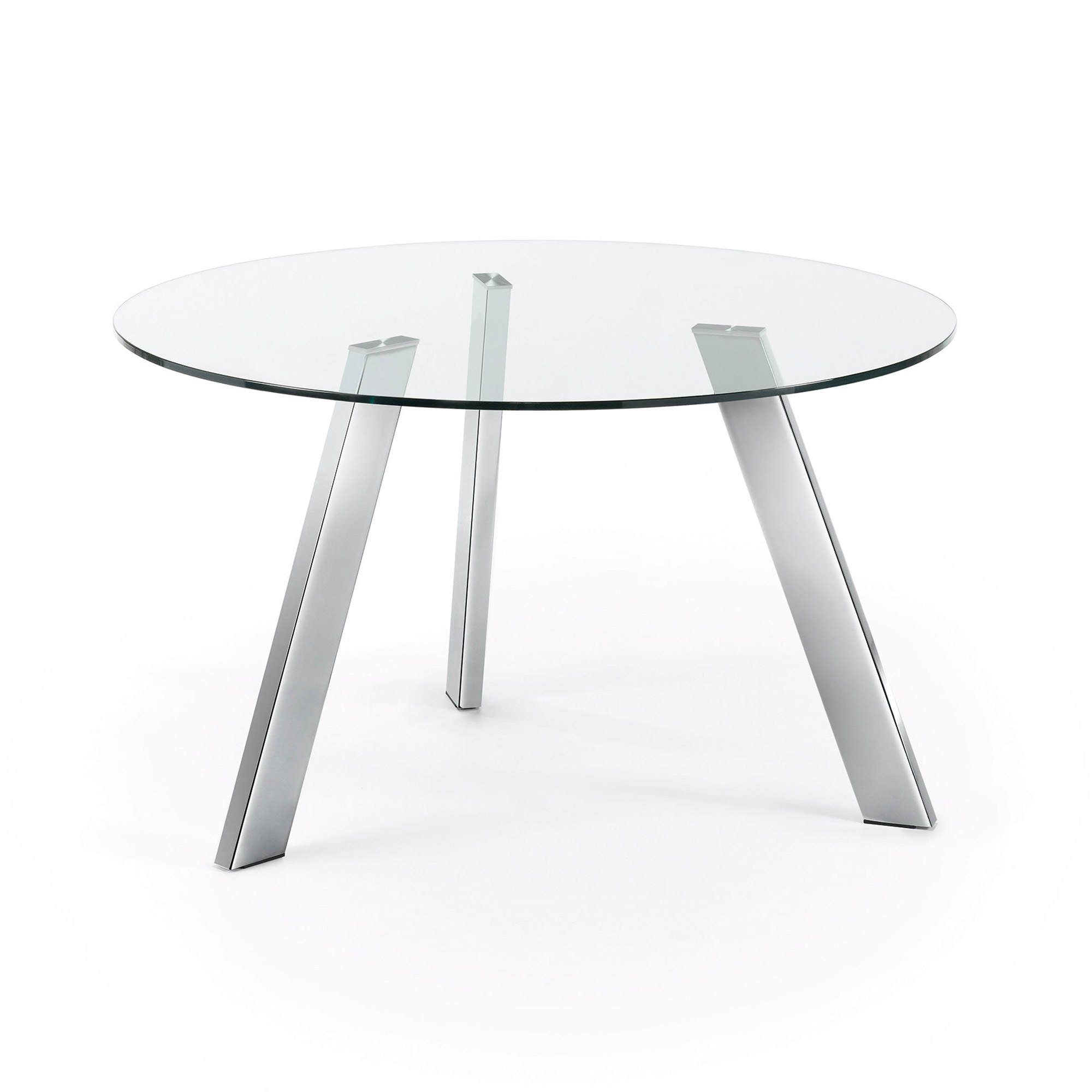 LAFORMA Carib spisebord, rund - klar glas og krom stål (Ø130)