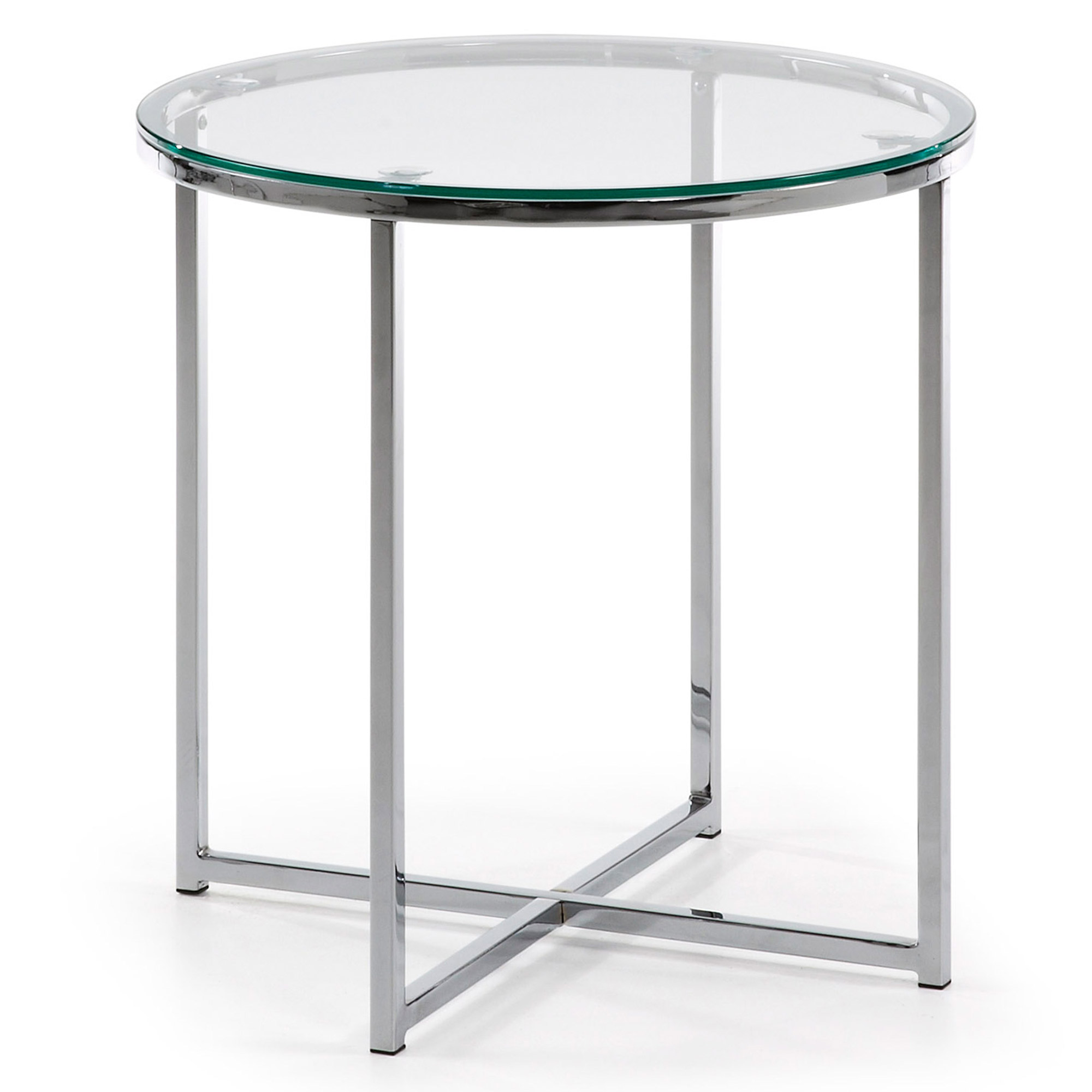 LAFORMA Divid sidebord, rund - klar glas og sølv stål (Ø50)
