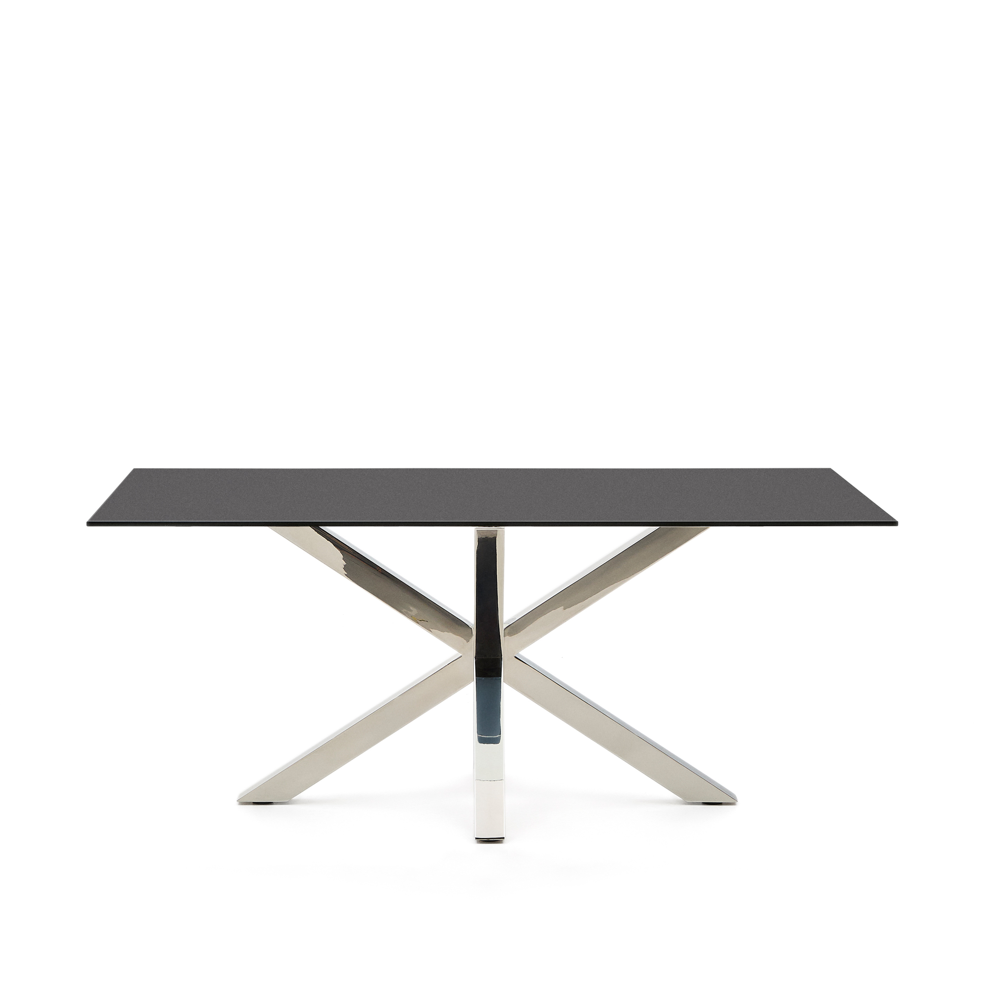 KAVE HOME Argo bord i frostet svart glass og ben i rustfritt stål 180 x 100 cm