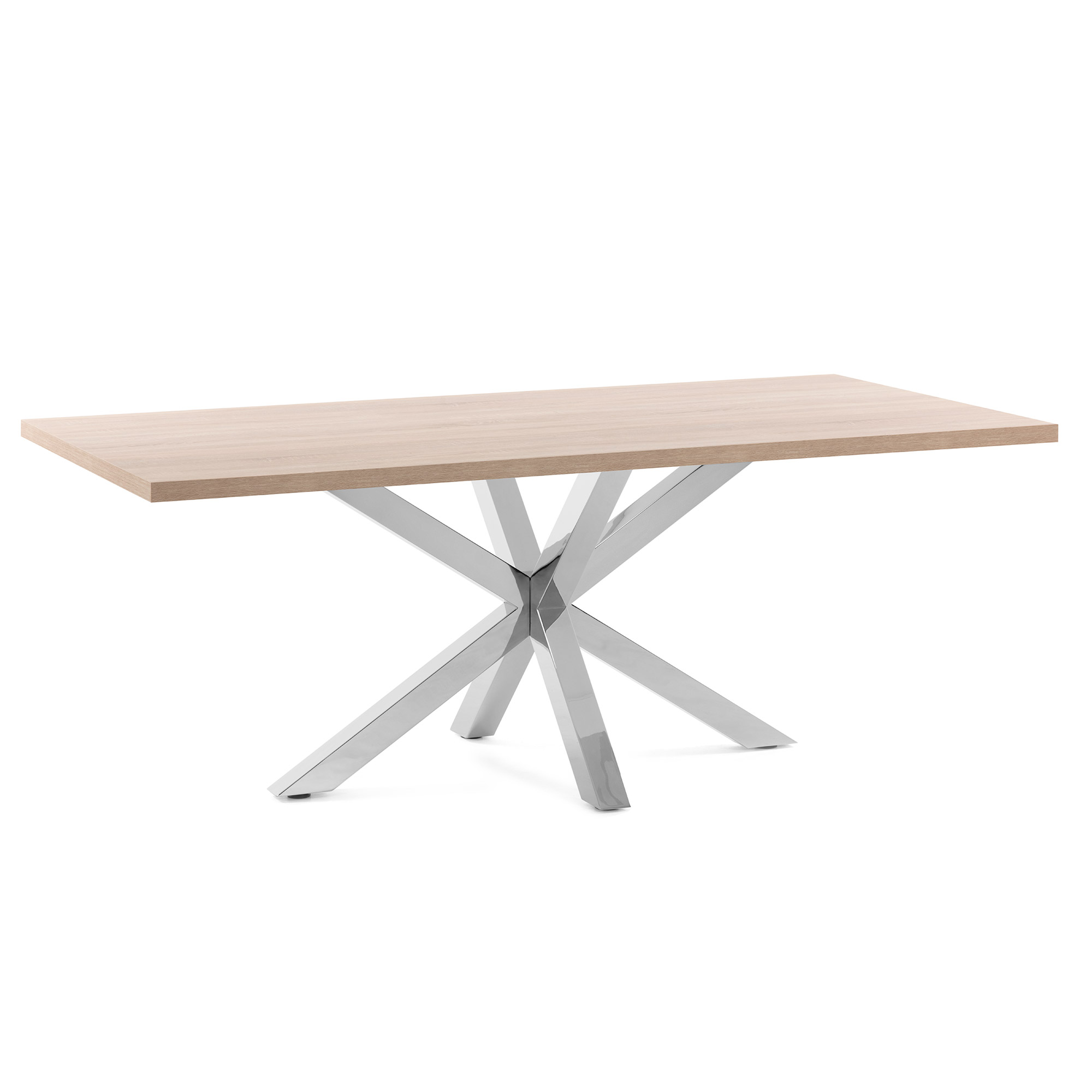 KAVE HOME Argo bord i melamin med naturlig finish og rustfri stålben 180 x 100 cm