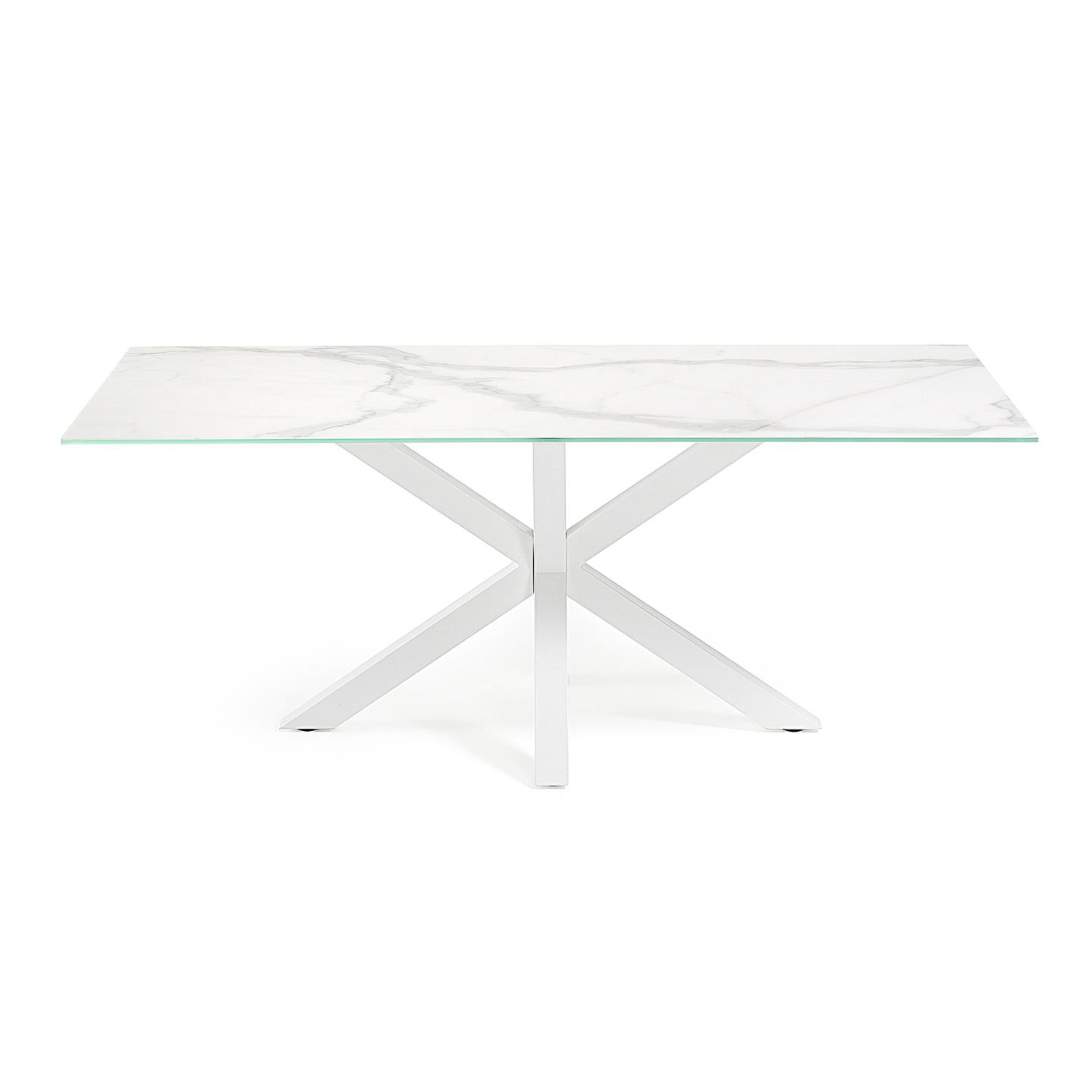 LAFORMA Argo spisebord, rektangulær - hvid porcelæn og hvid stål (180x100)