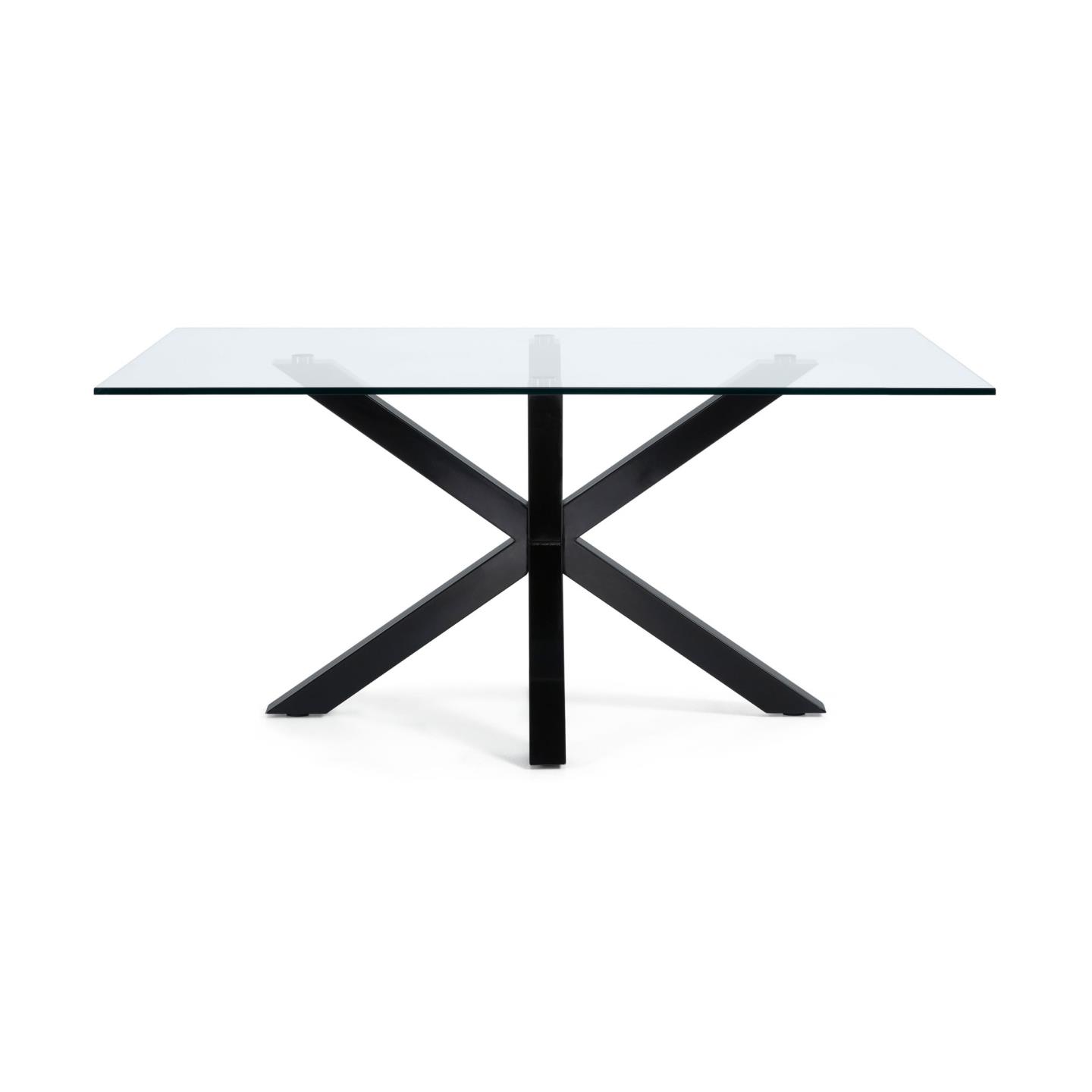 LAFORMA Argo spisebord, rektangulær - klar glas og sort stål (180x100)