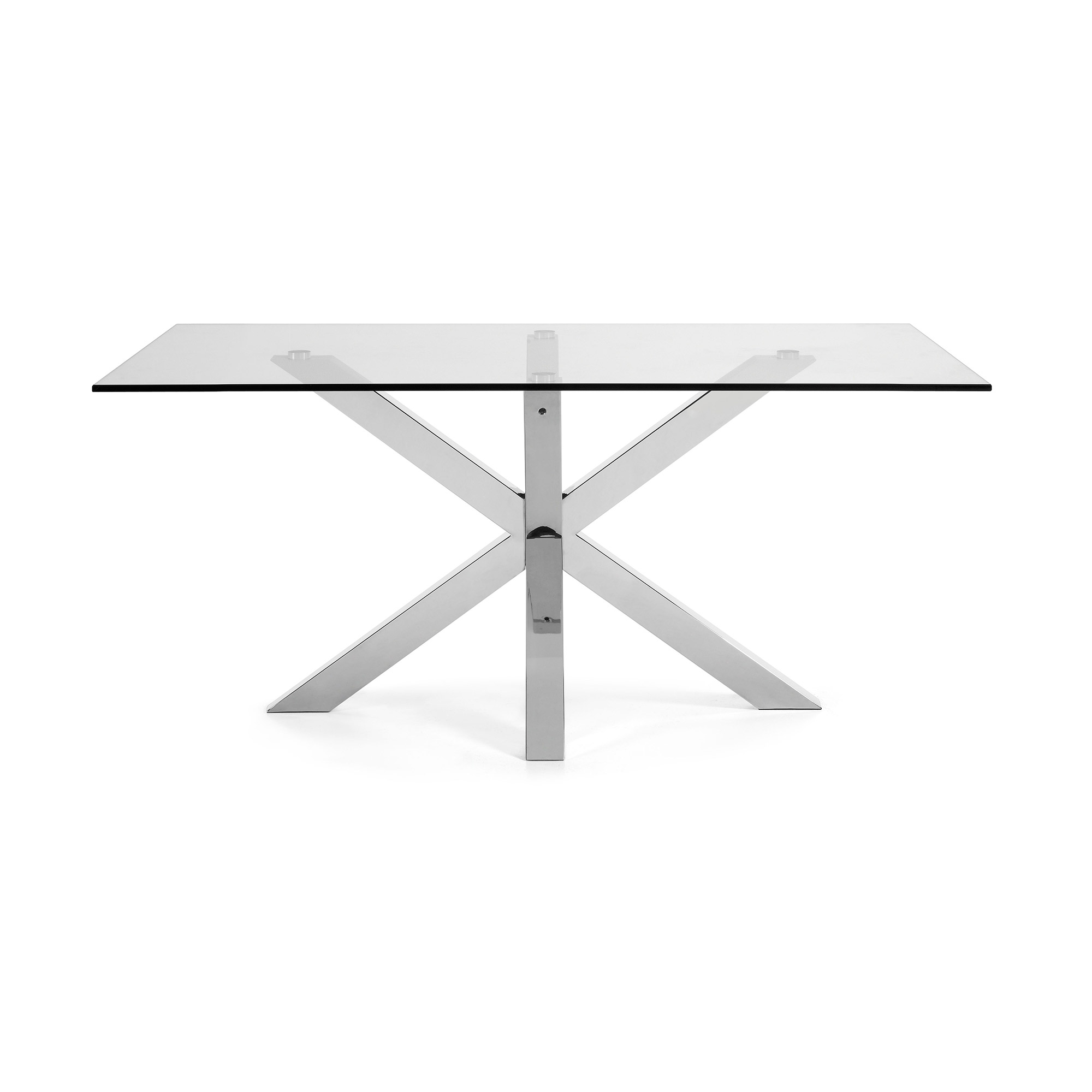 LAFORMA Argo spisebord, rektangulær - klar glas og sølv stål (160x90)