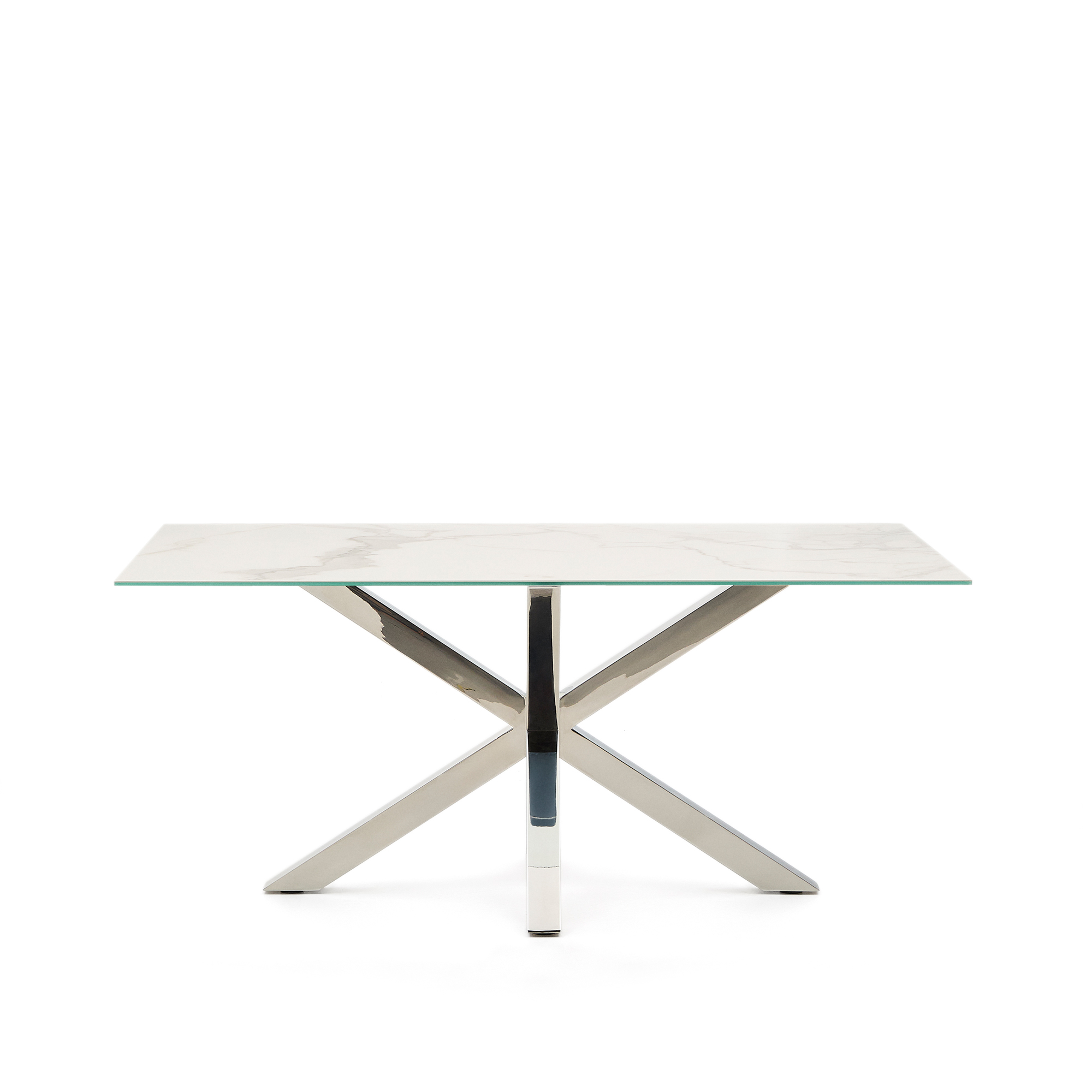 Kave Home Argo Spisebord Rektangulær Hvid Kalos Porcelæn Og Rustfri Stål 160x90