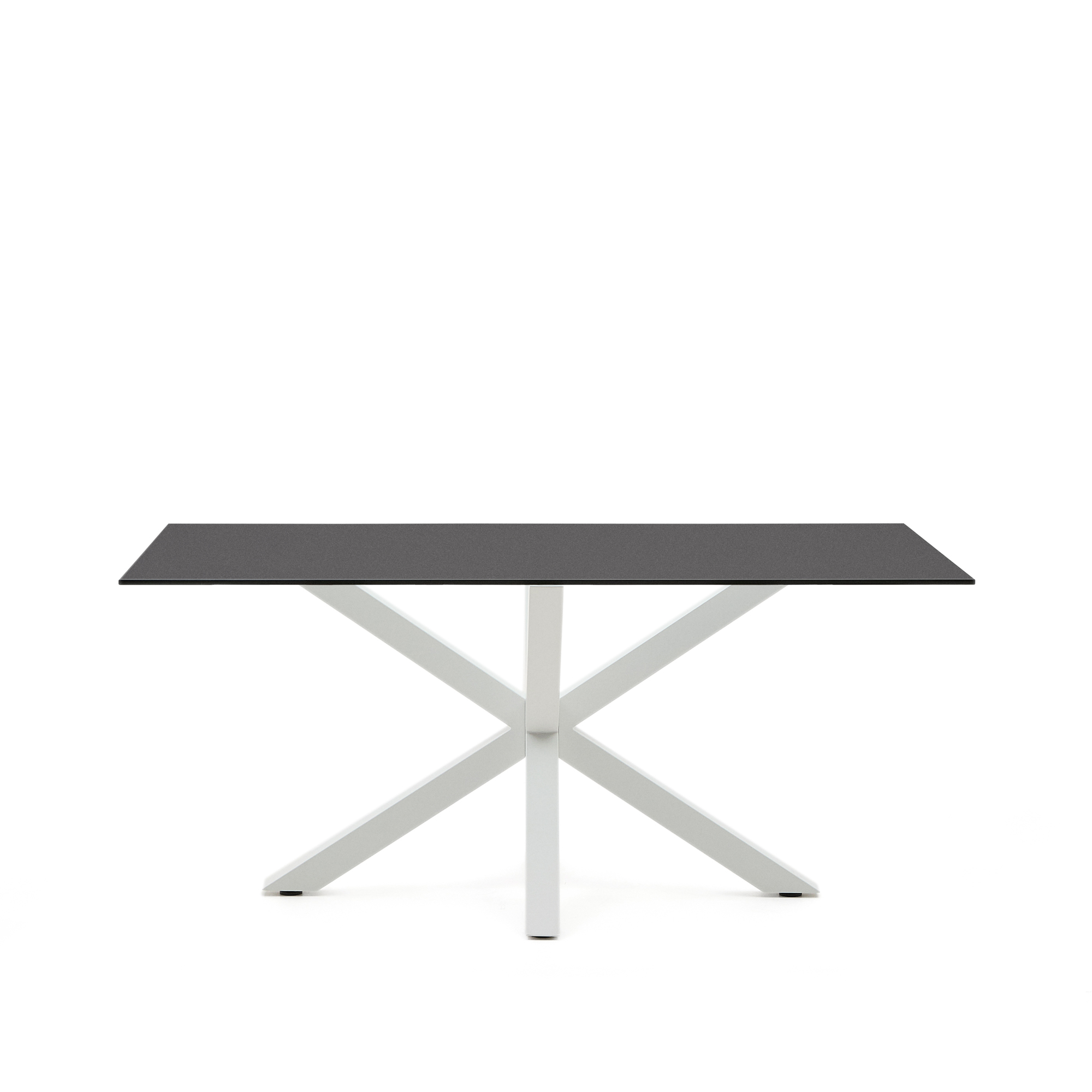 KAVE HOME Argo bord i frostet svart glass og stålben med svart finish 160 x 90 cm