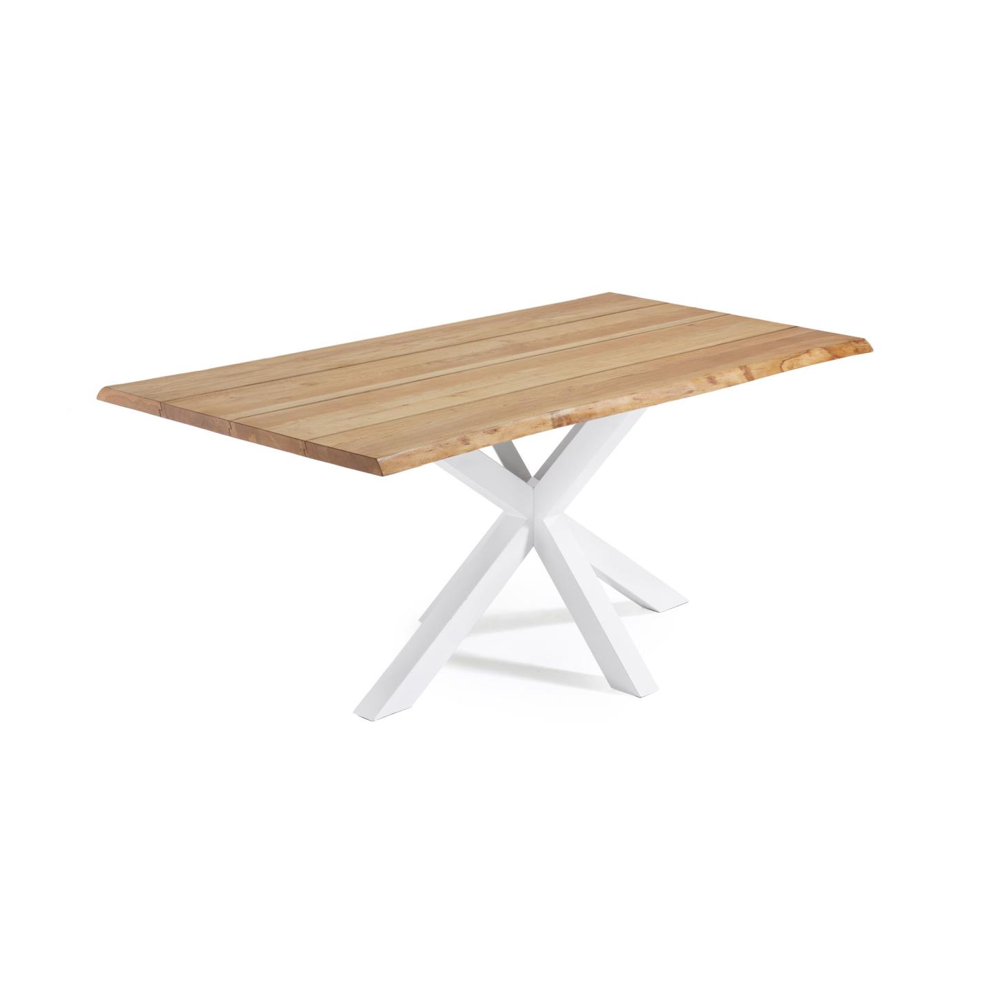 KAVE HOME Argo eikefinerbord med naturlig finish og stålben med hvit finish 160 x 90 cm