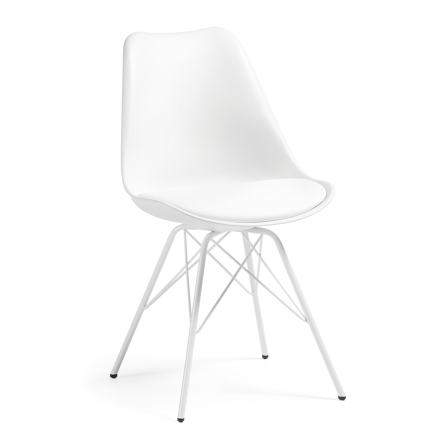 LAFORMA Lars spisebordsstol - hvid plastik, kunstlæder og stål