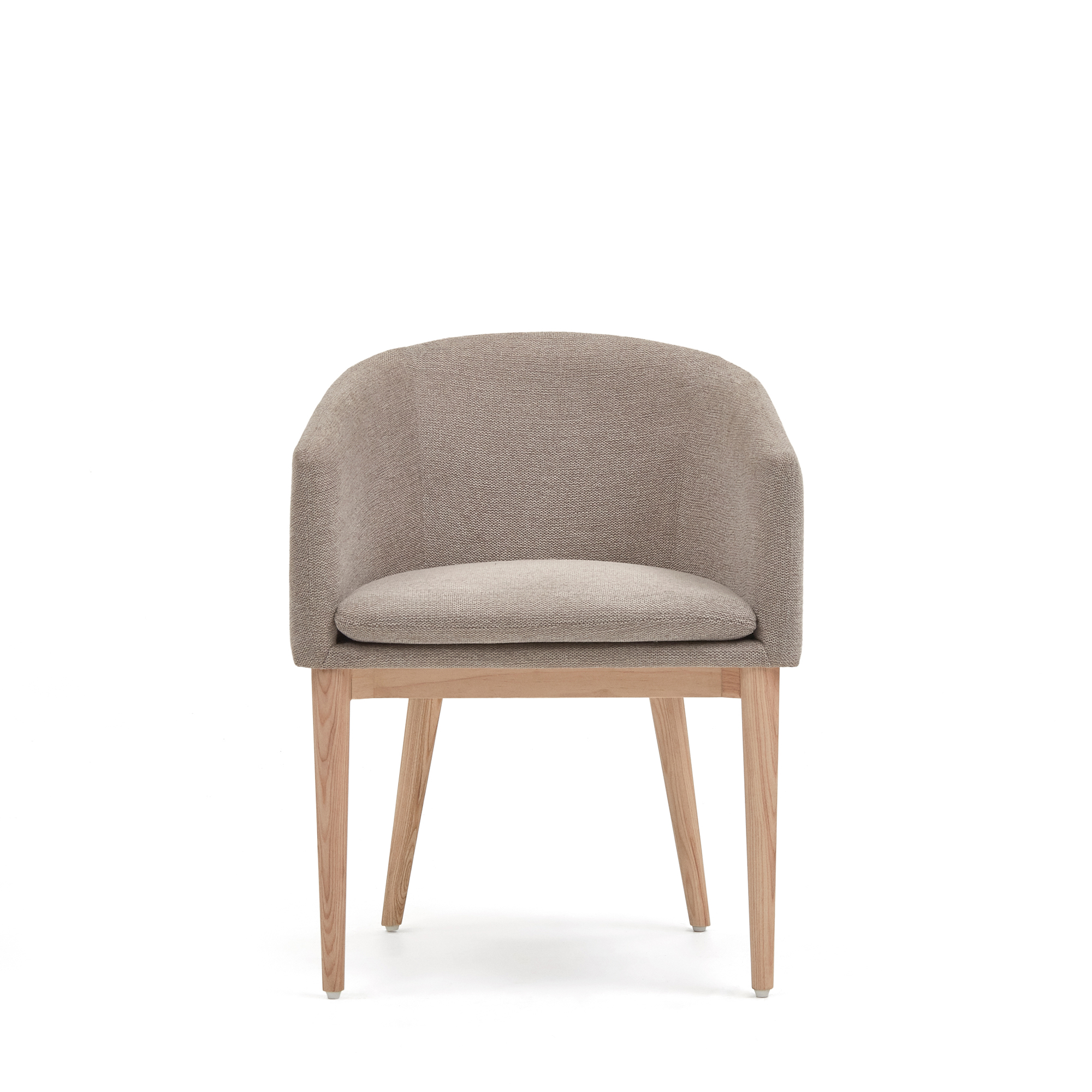 LAFORMA Harlan spisebordsstol, m. armlæn - brun chenille stol og natur asketræ