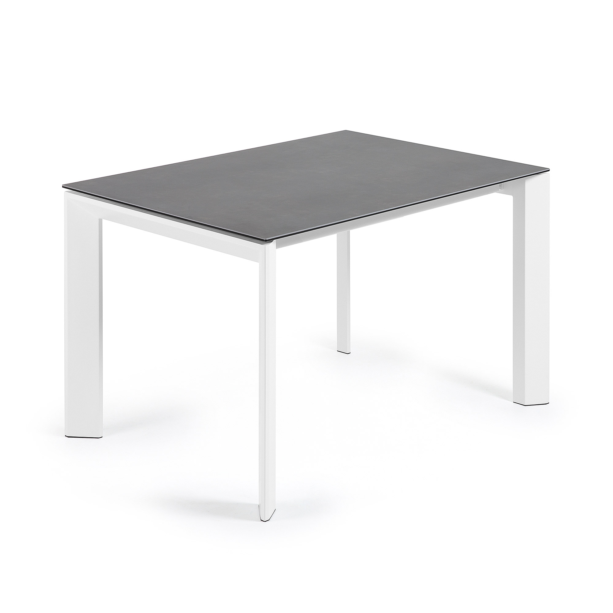 LAFORMA Axis spisebord, m. butterflybordplade - grå porcelæn og hvid stål (120(180)x80)