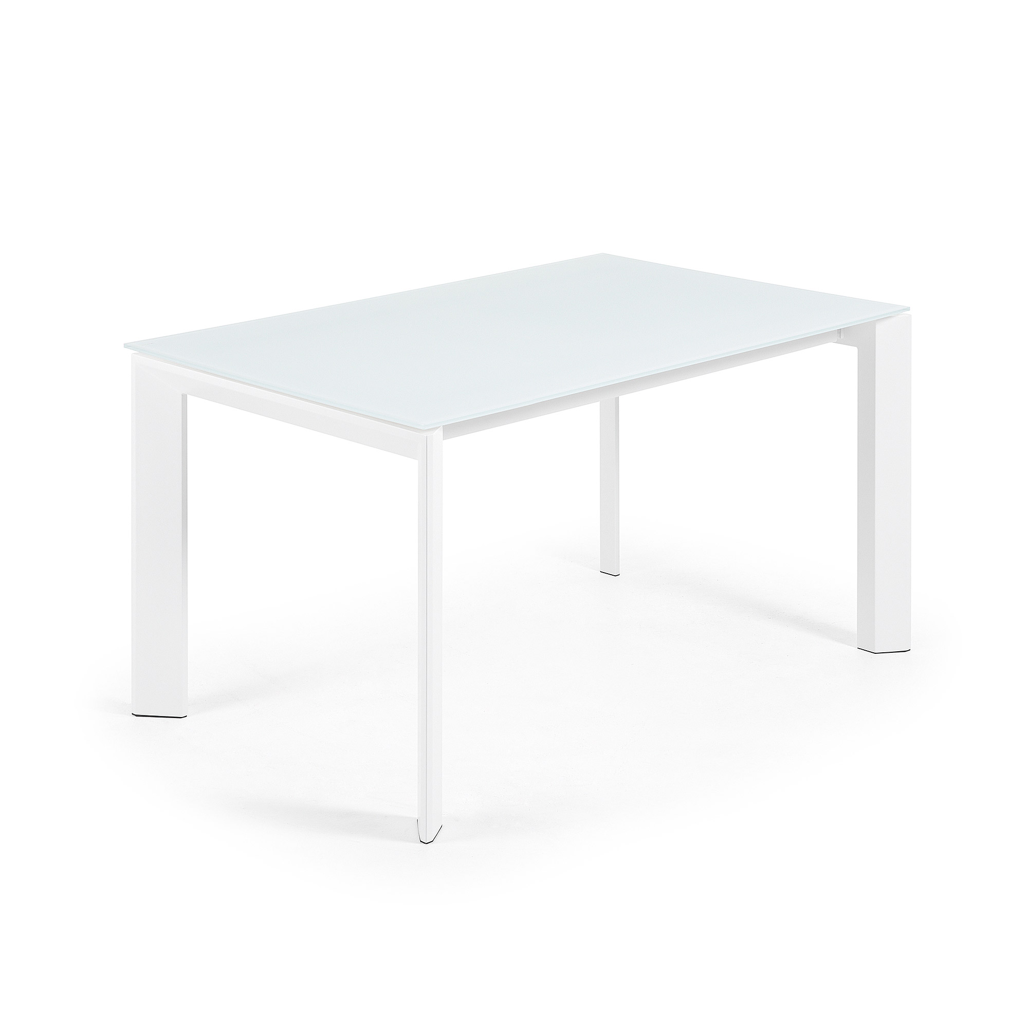 LAFORMA Axis spisebord, m. butterflybordplade - hvid glas og hvid stål (140(200)x90)