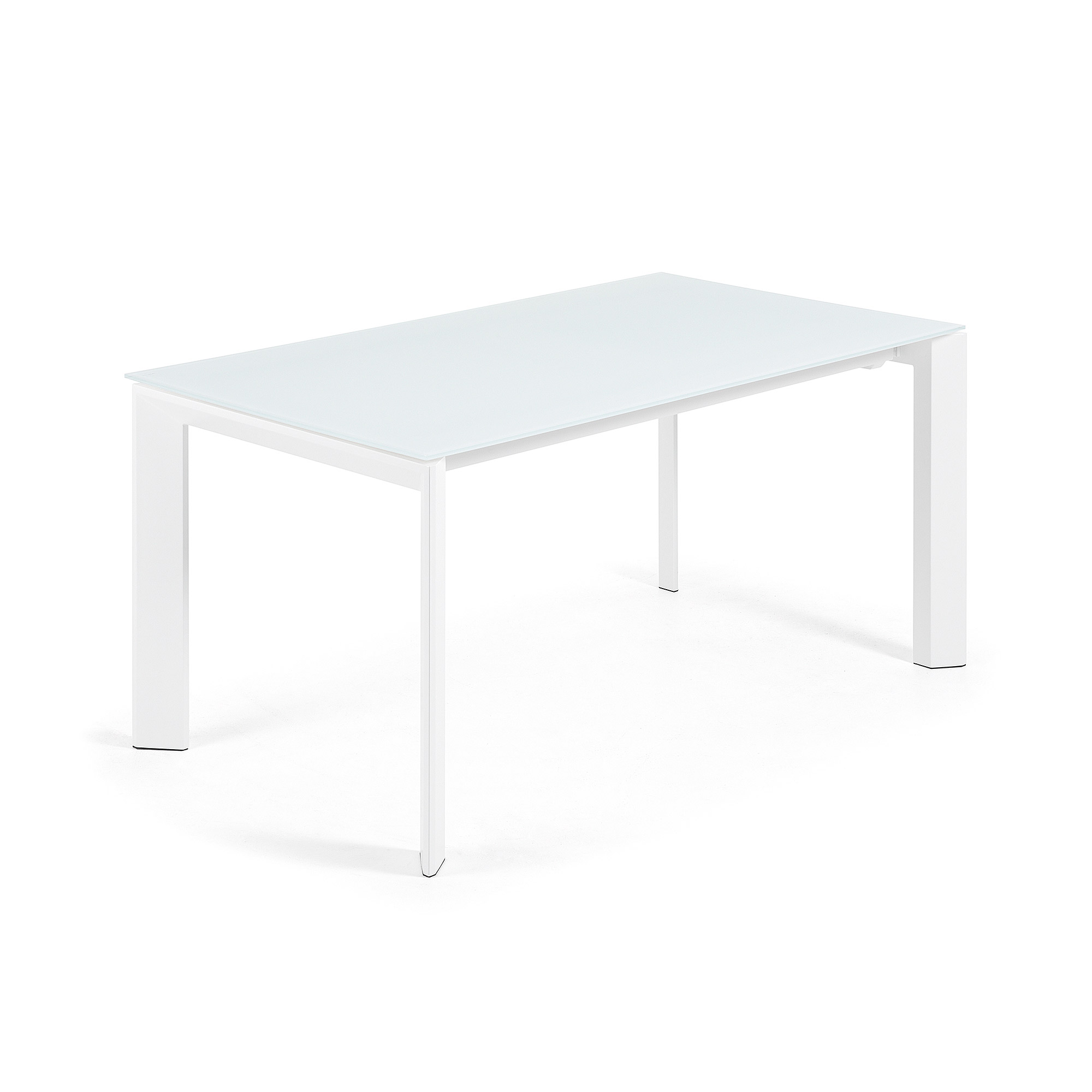 LAFORMA Axis spisebord, m. butterflybordplade - hvid glas og hvid stål (160(220)x90)