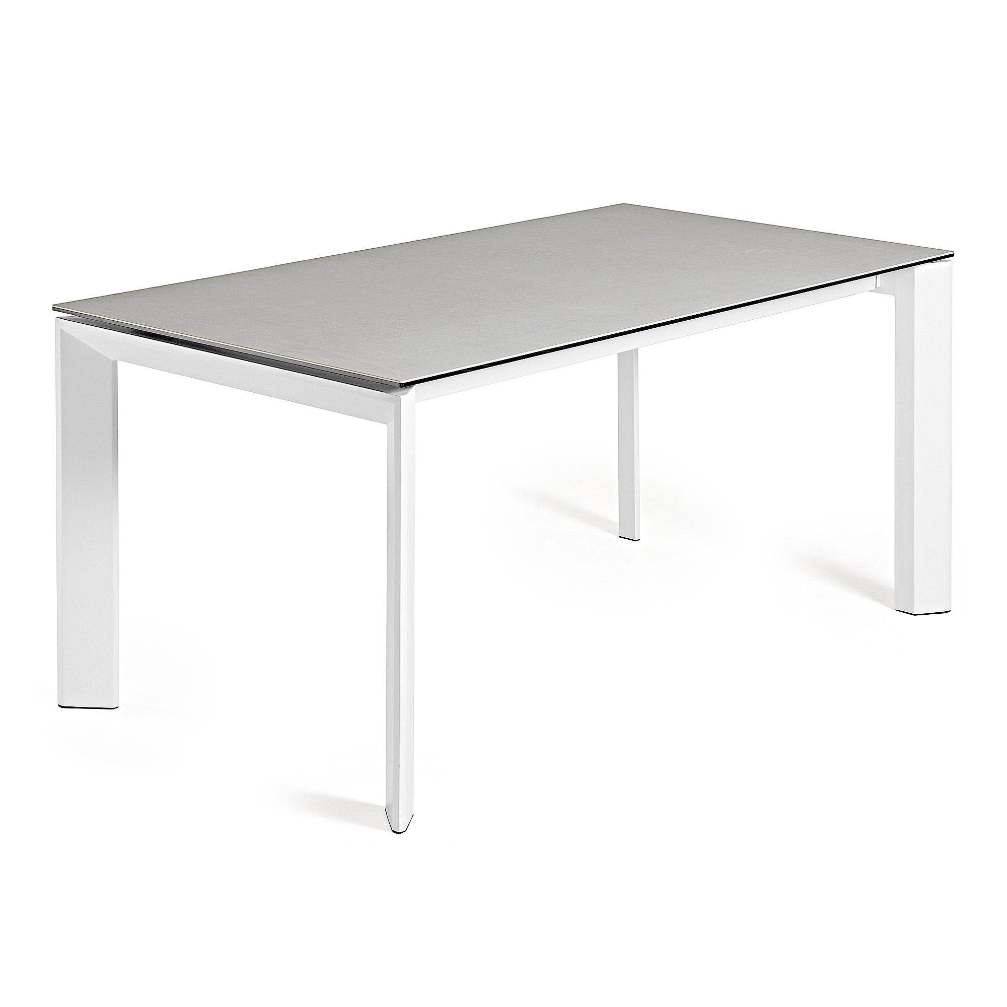 KAVE HOME Axis utdragbart porslinsbord i Hydra Lead finish med vita ben 160 (220) cm