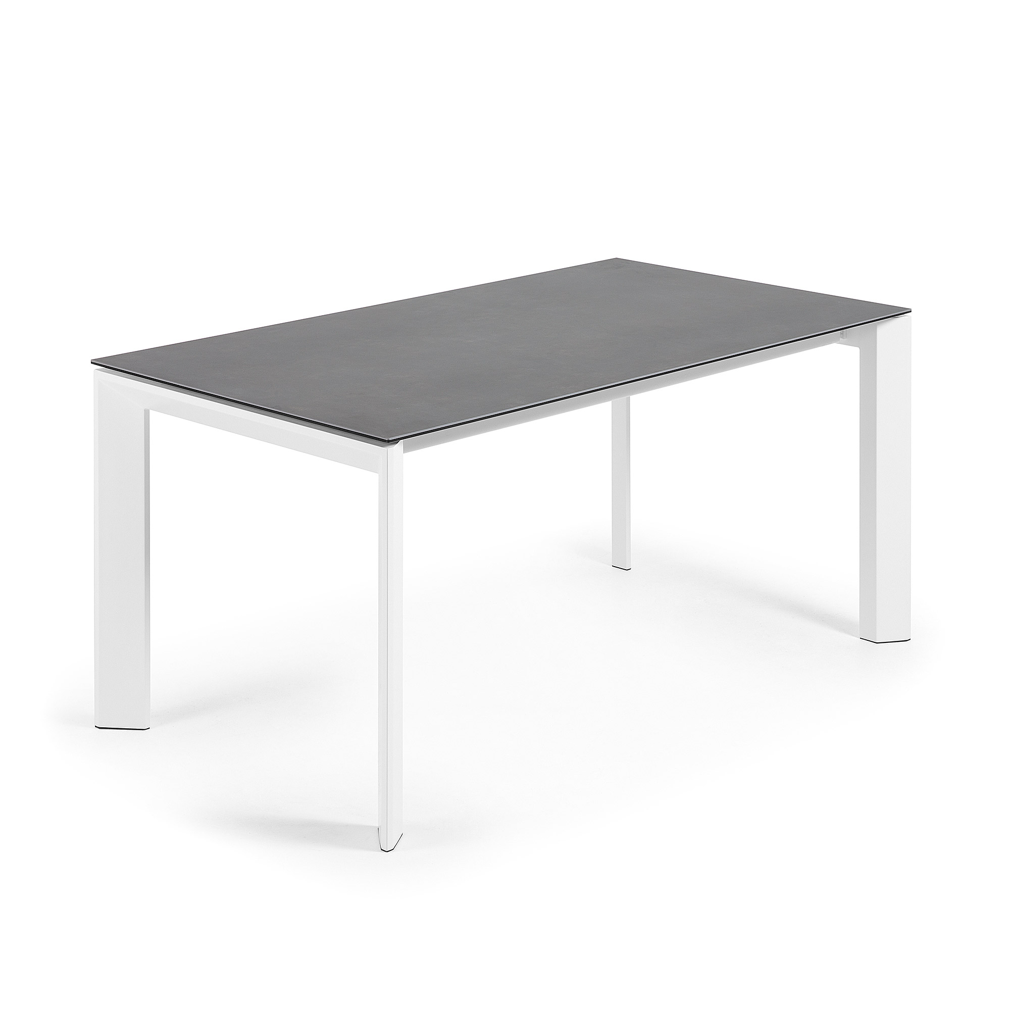 LAFORMA Axis spisebord, m. butterflybordplade - grå porcelæn og hvid stål (160(220)x90)