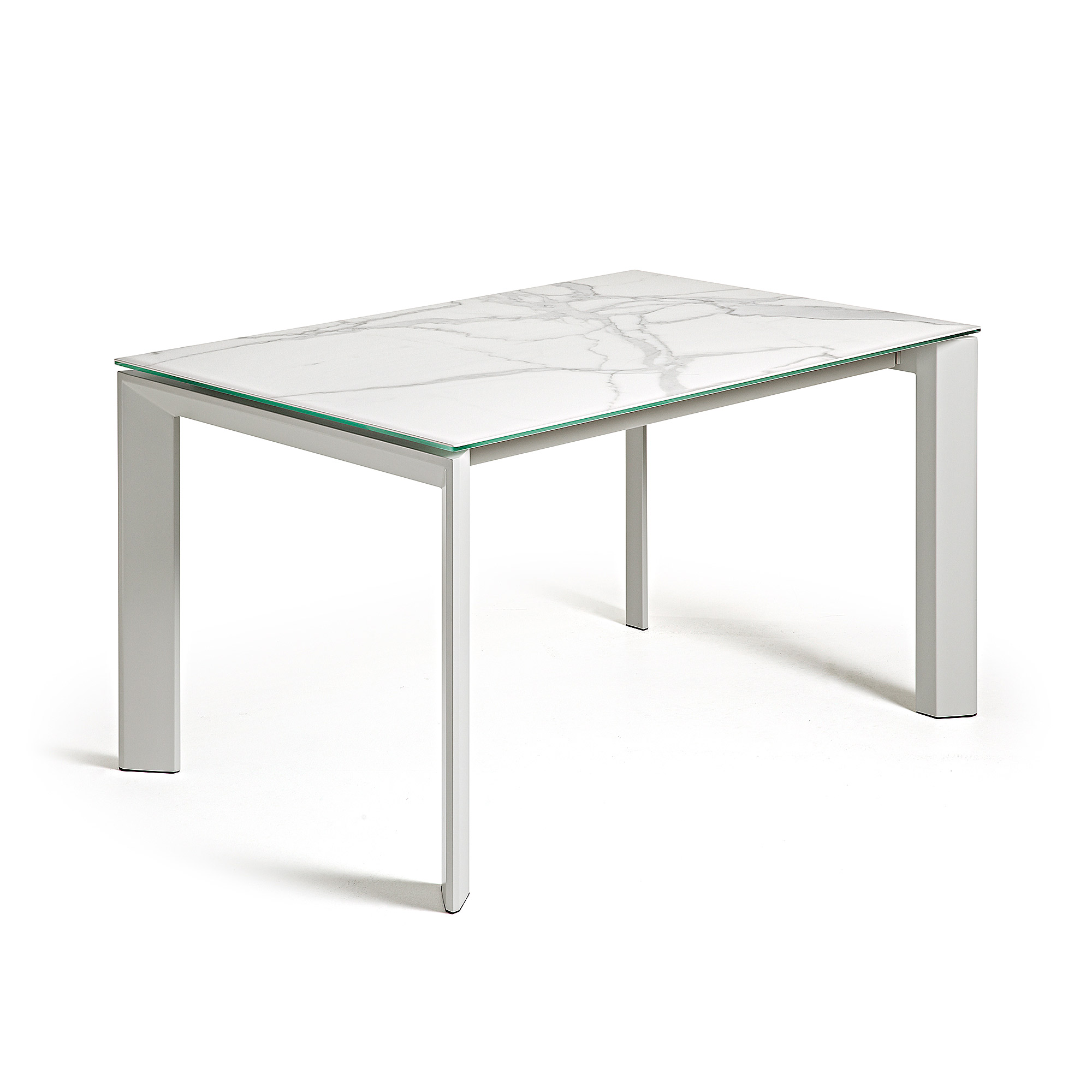 KAVE HOME Axis uttrekkbart porselensbord i hvit Kalos-finish med grå ben 140 (200) cm