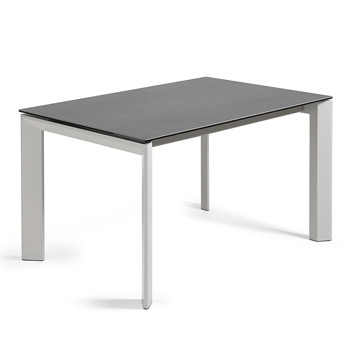 LAFORMA Axis spisebord, m. butterflybordplade - grå porcelæn og grå stål (140(200)x90)