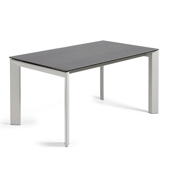 LAFORMA Axis spisebord, m. butterflybordplade - grå porcelæn og grå stål (160(220)x90)
