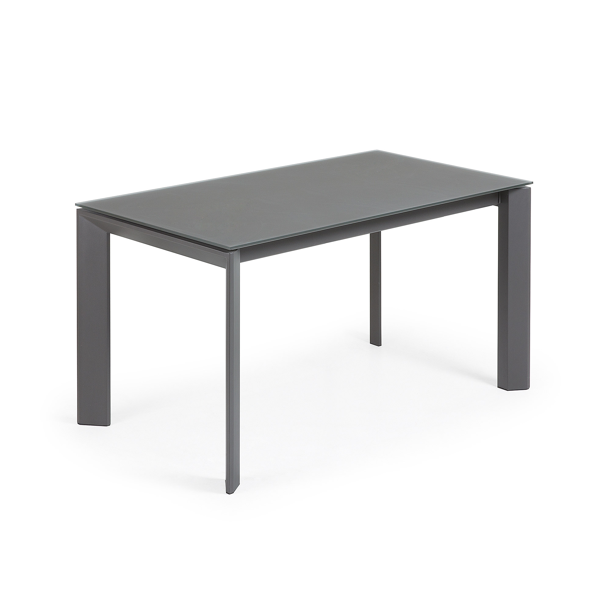 LAFORMA Axis spisebord, m. butterflybordplade - grå glas og mørkegrå stål (140(200)x90)
