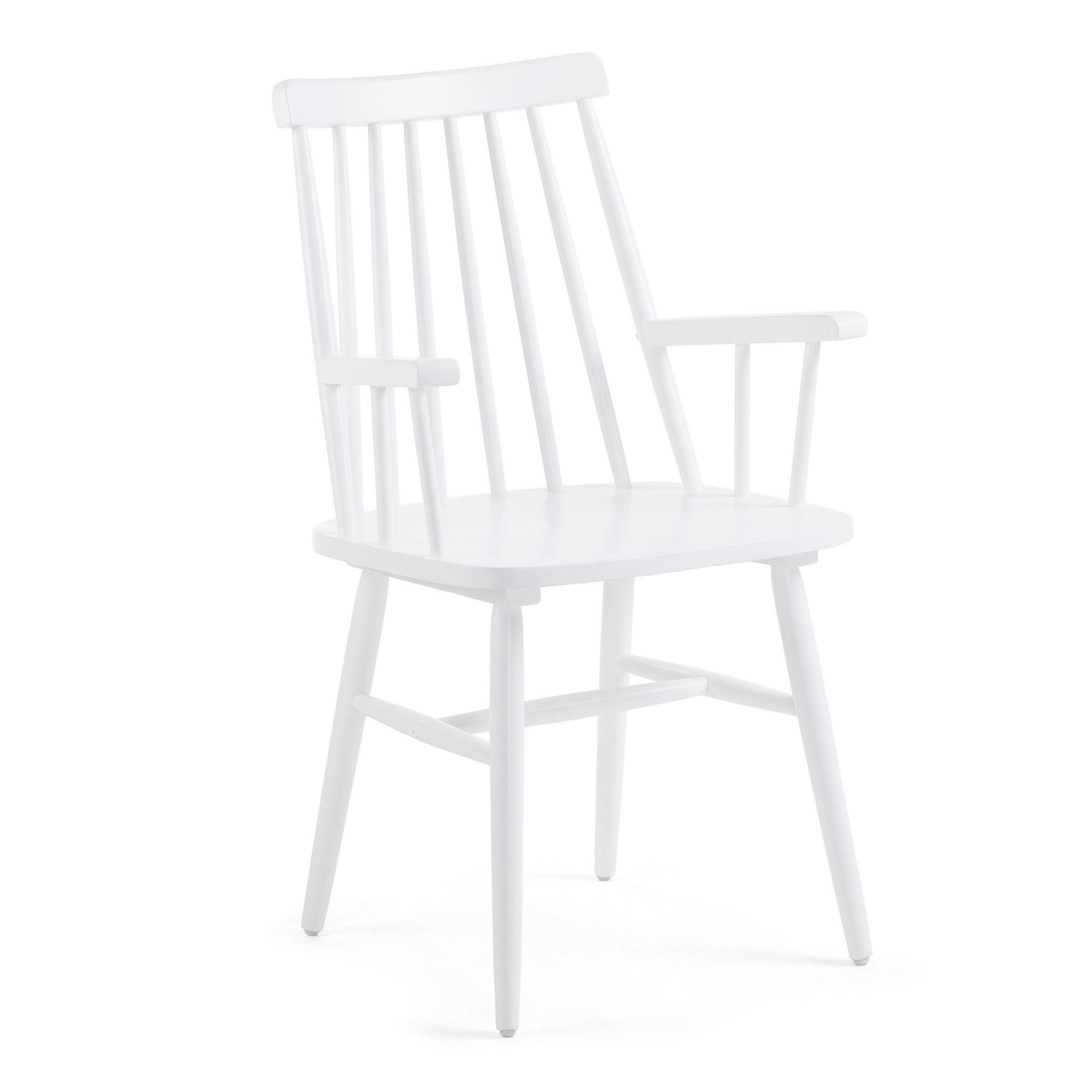 LAFORMA Tressia spisebordsstol, m. armlæn - hvid spånplade og hvid gummitræ