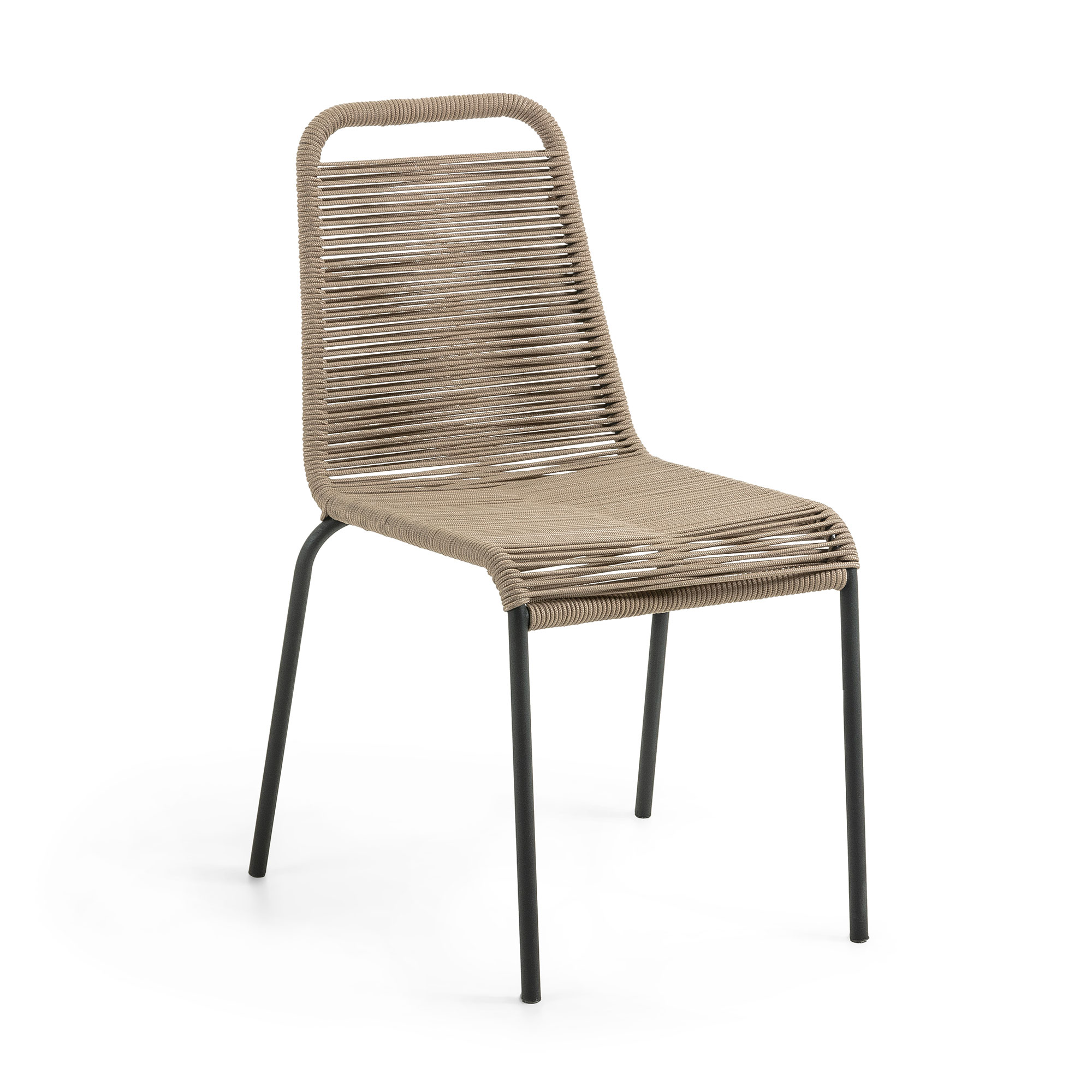 LAFORMA Glenville spisebordsstol - lysebrun polyesterreb og sort stål