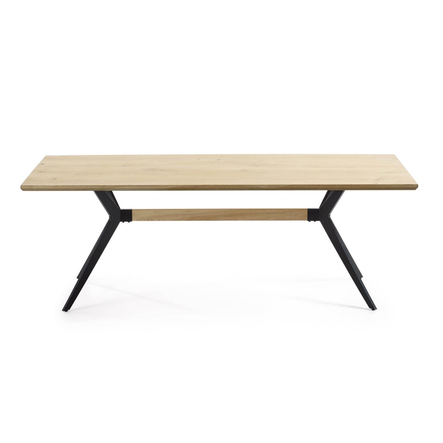 LAFORMA Ametyst spisebord, rektangulær - hvidkalket egetræsfinér og sort stål (160x90)