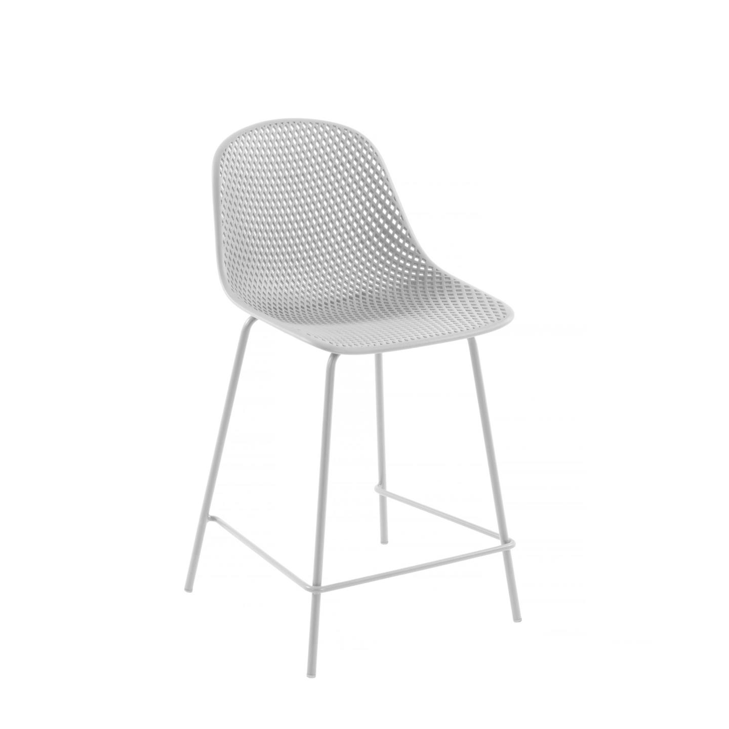 LAFORMA Quinby udendørs barstol, m. ryglæn og fodstøtte - hvid polypropylen og stål