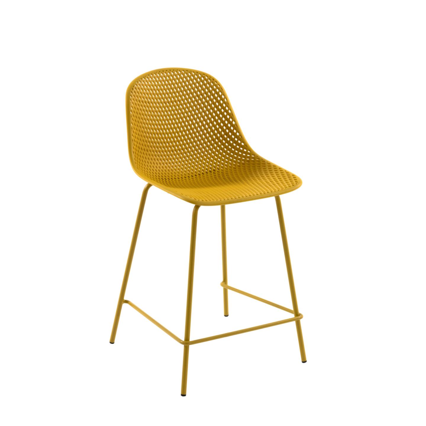 LAFORMA Quinby udendørs barstol, m. ryglæn og fodstøtte - gul polypropylen og stål