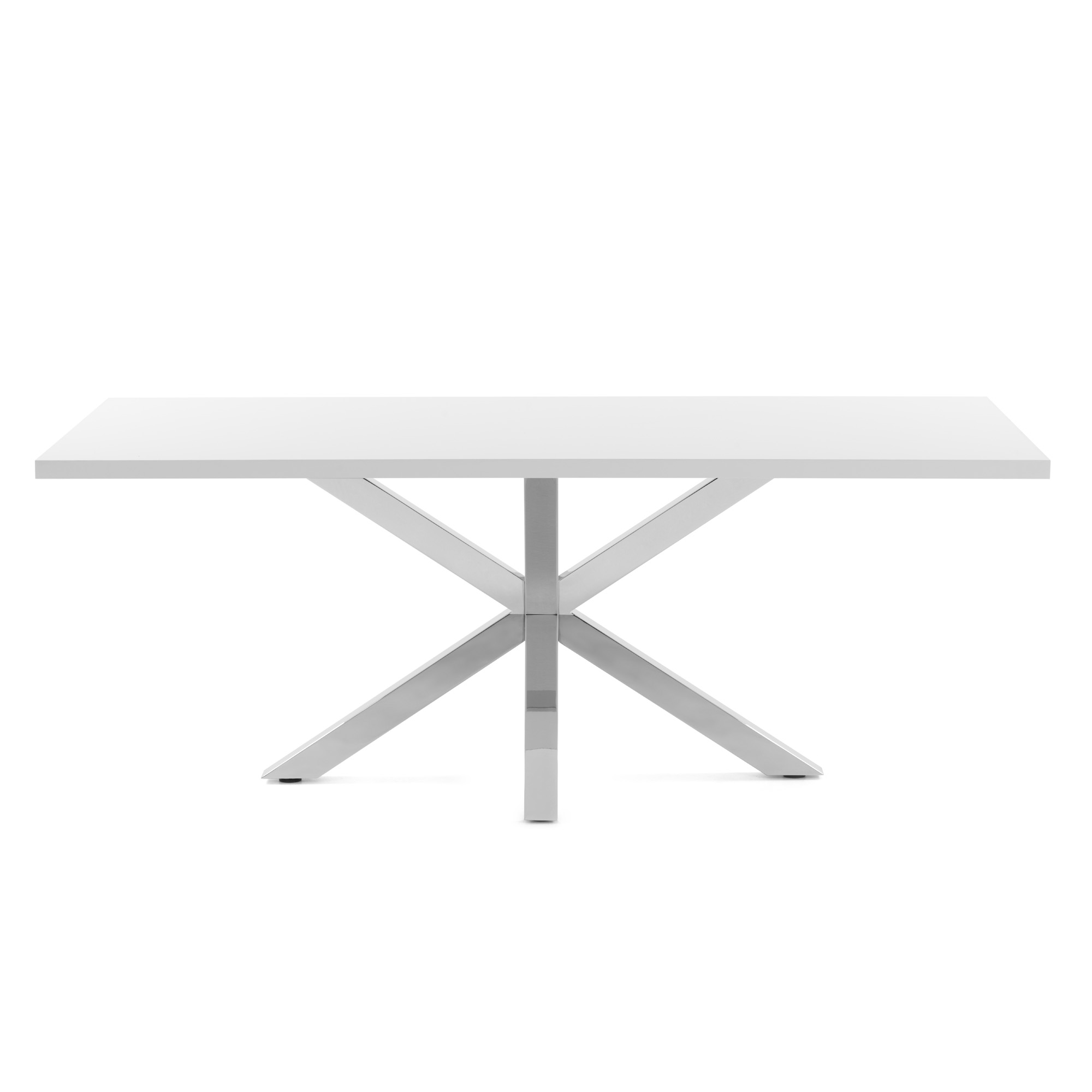 kave home argo bord 160 cm vita melaminben i rostfritt stål