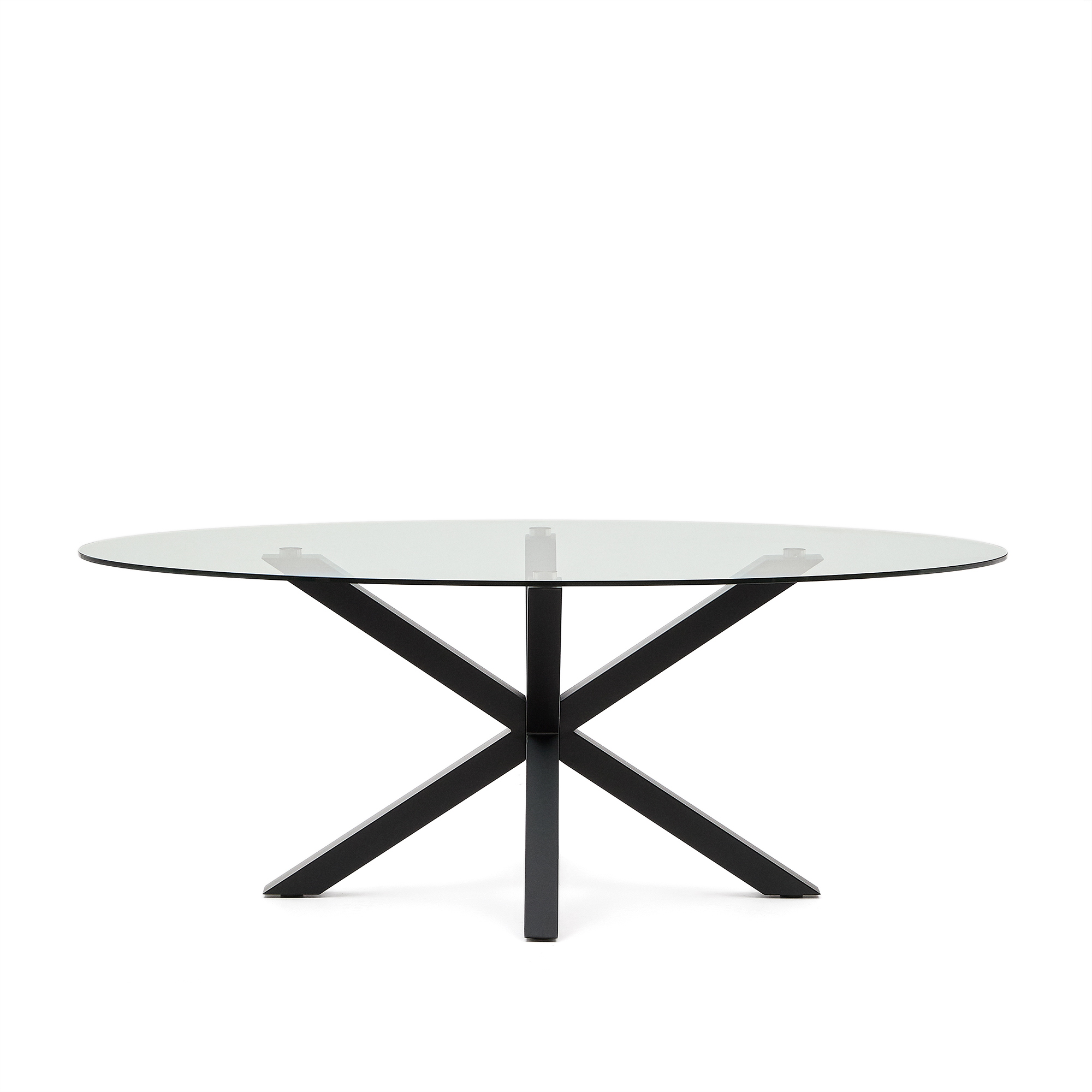 KAVE HOME Argo ovalt bord i glas och stålben med svart finish É 200 x 100 cm