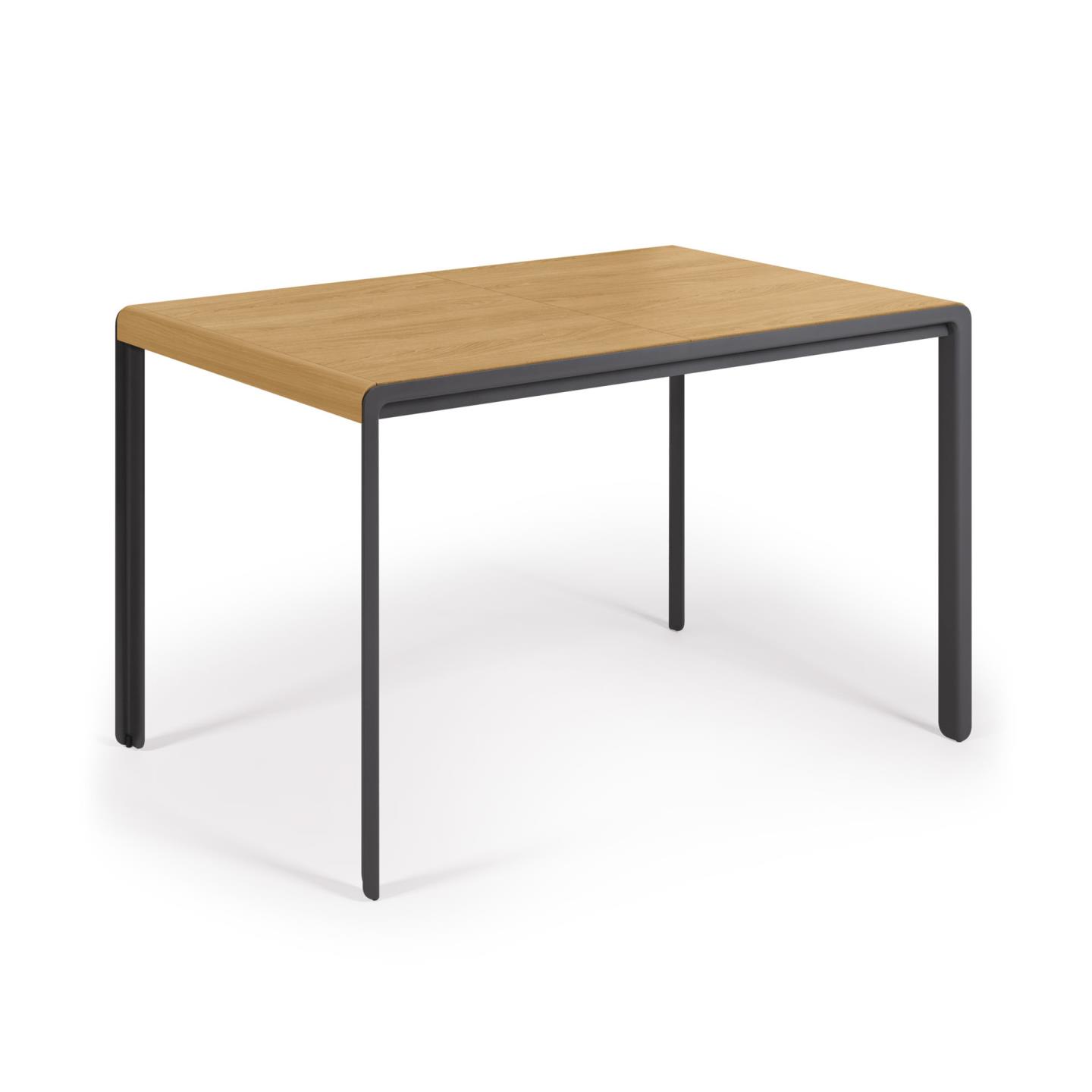 LAFORMA Nadyria spisebord, m. tillægsplade - natur egefiner og sort stål (120(160)x80)