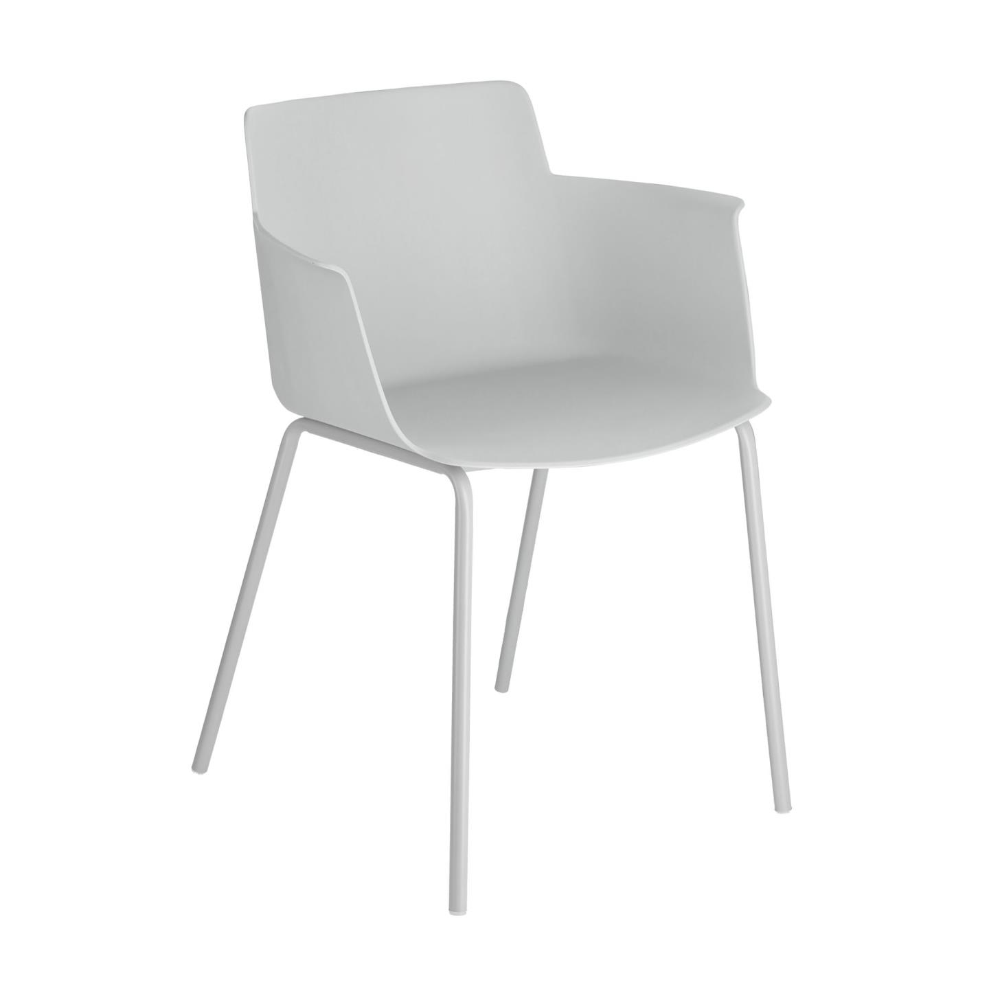 LAFORMA Hannia spisebordsstol, m. armlæn - grå polypropylen og grå stål
